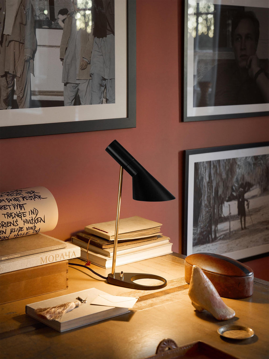 Lampe à poser Hannes - Noir, laiton