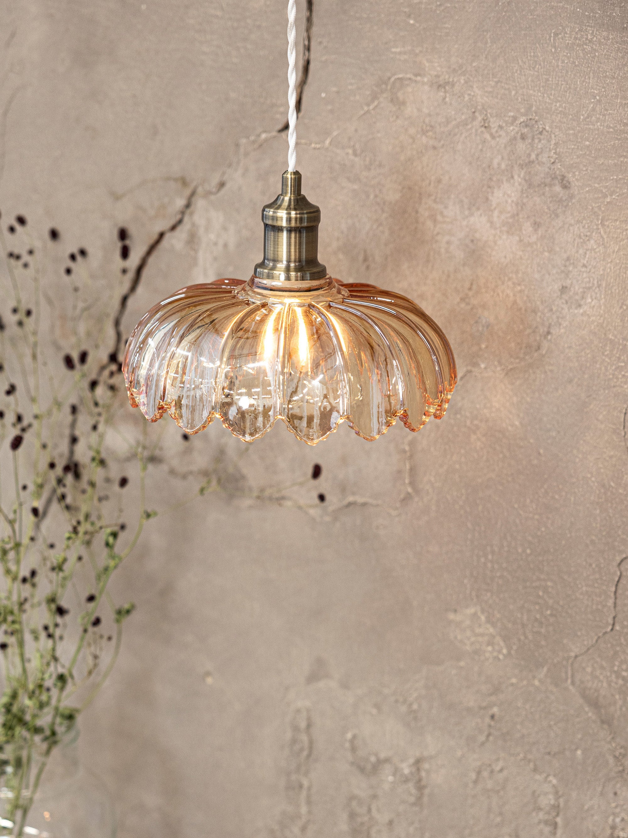 Petite suspension Quinlan - Doré, orange
