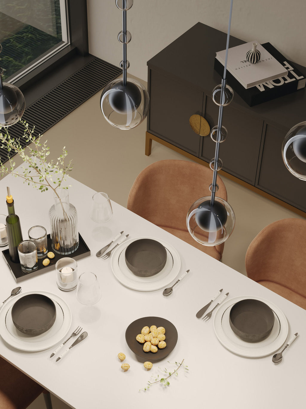 Petite suspension Clyde - Noir, transparent