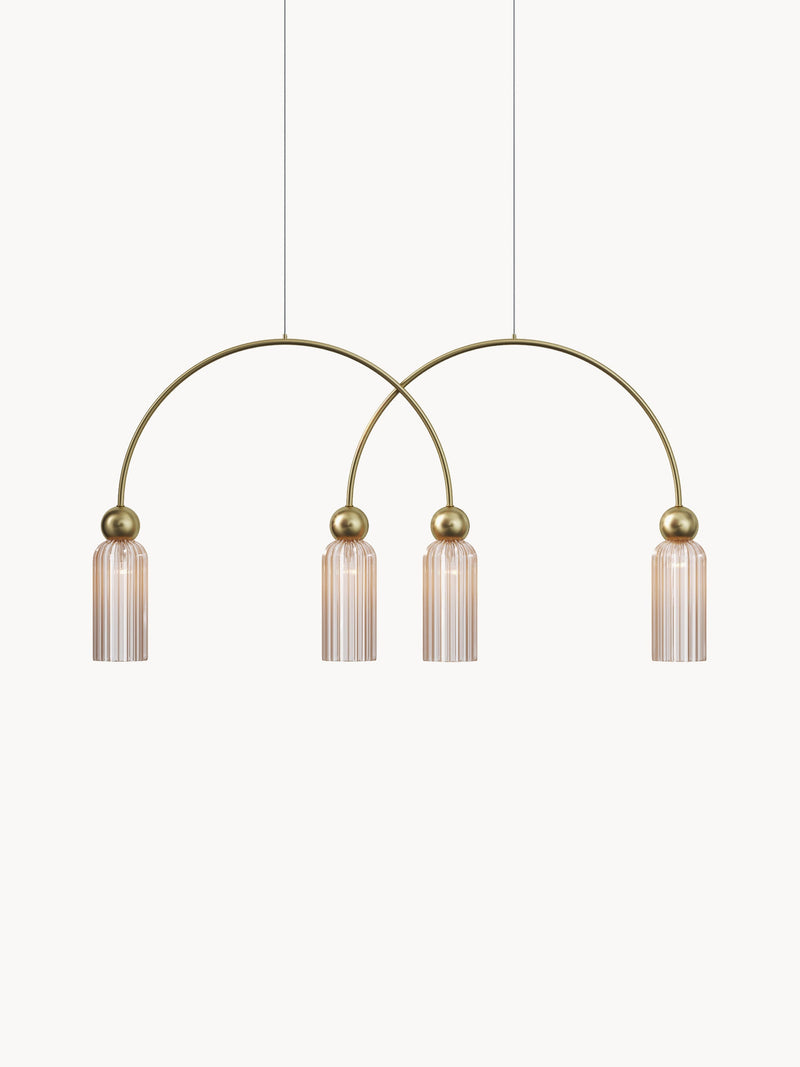 Suspension Nash - Beige clair, transparent, doré