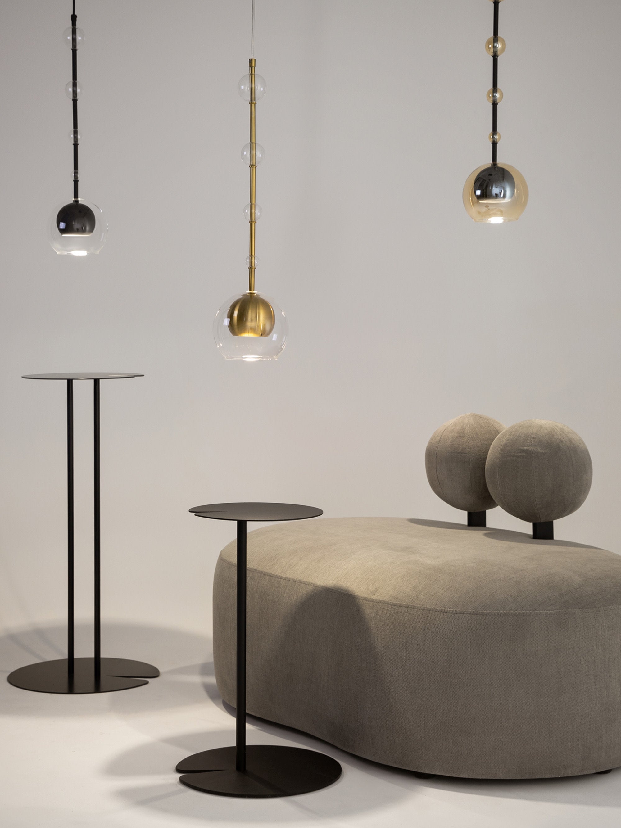 Petite suspension Clyde - Noir, brun clair transparent