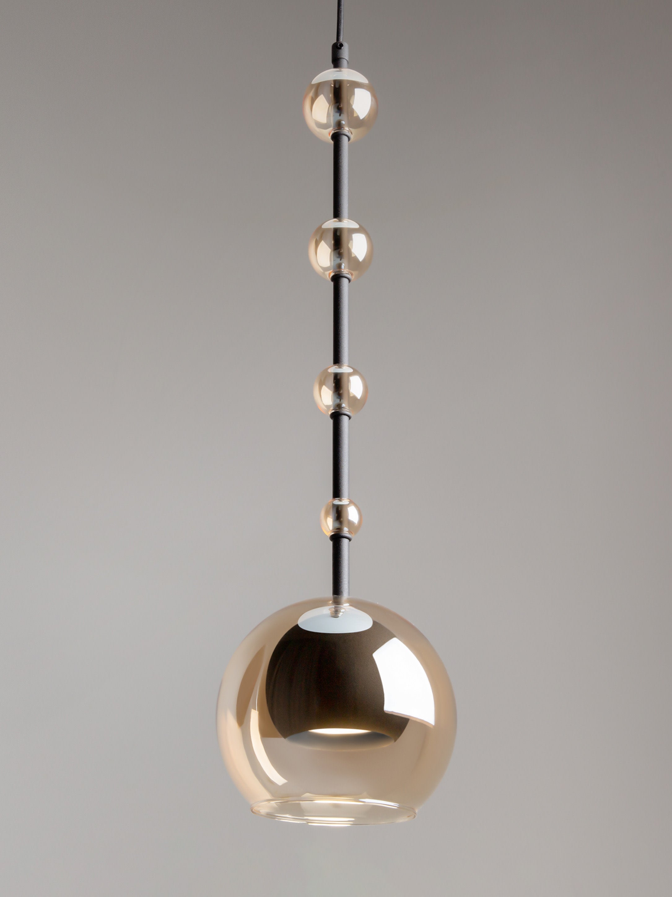 Petite suspension Clyde - Noir, brun clair transparent