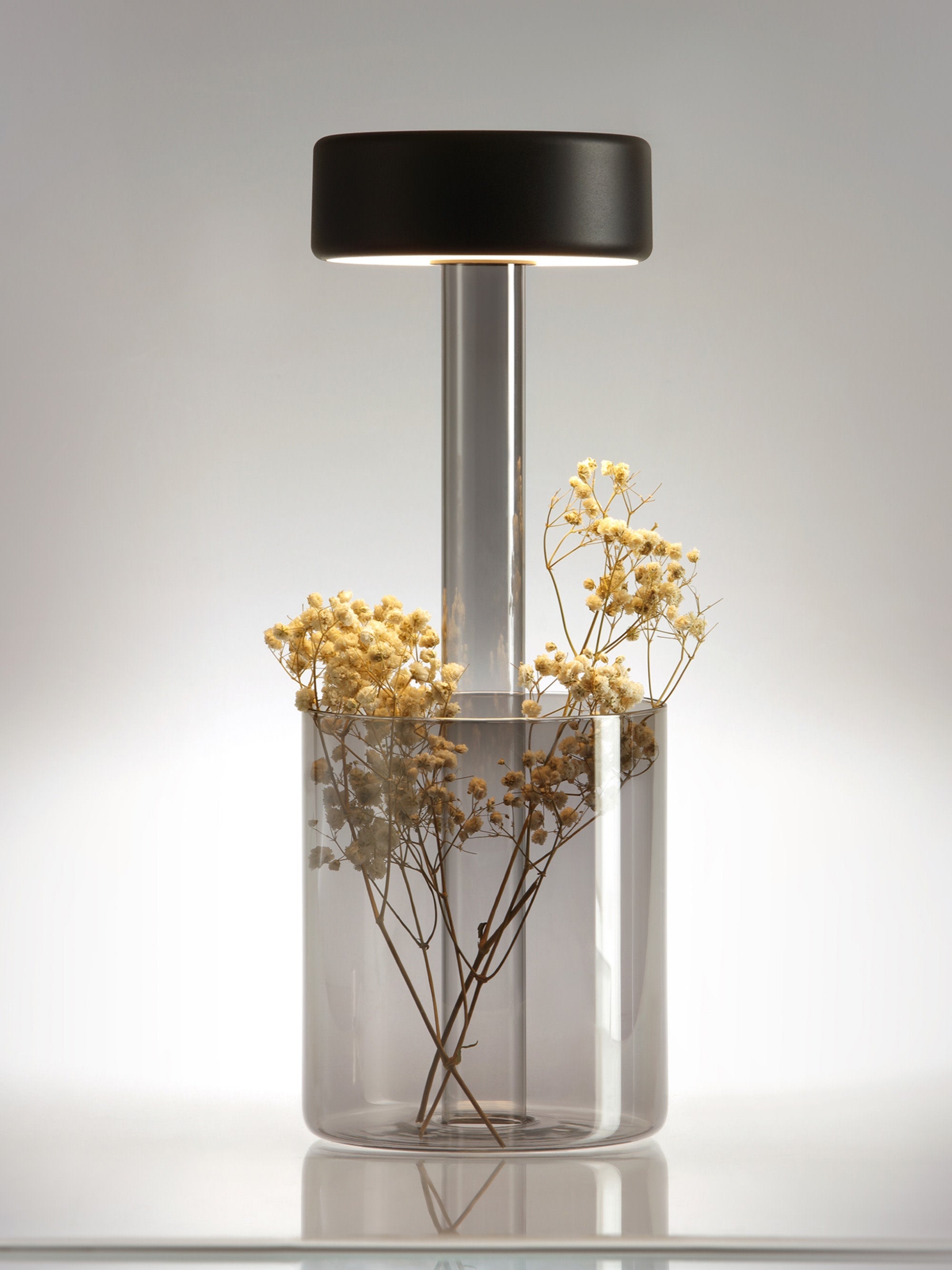 Petite lampe à poser LED à intensité variable Reed - Noir, gris, transparent