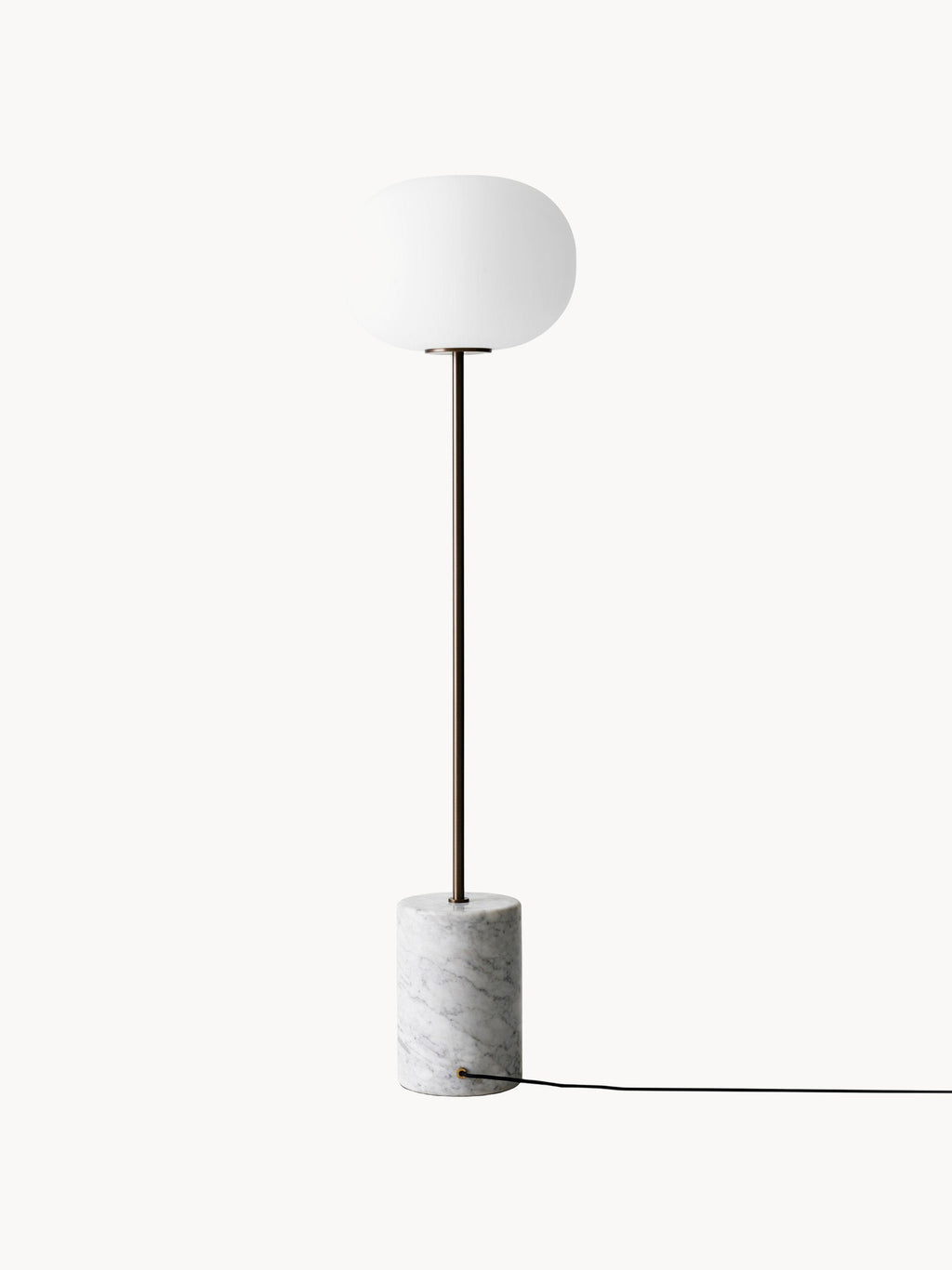 Lampadaire en marbre soufflé bouche Hamish - Blanc, marbre gris, argenté