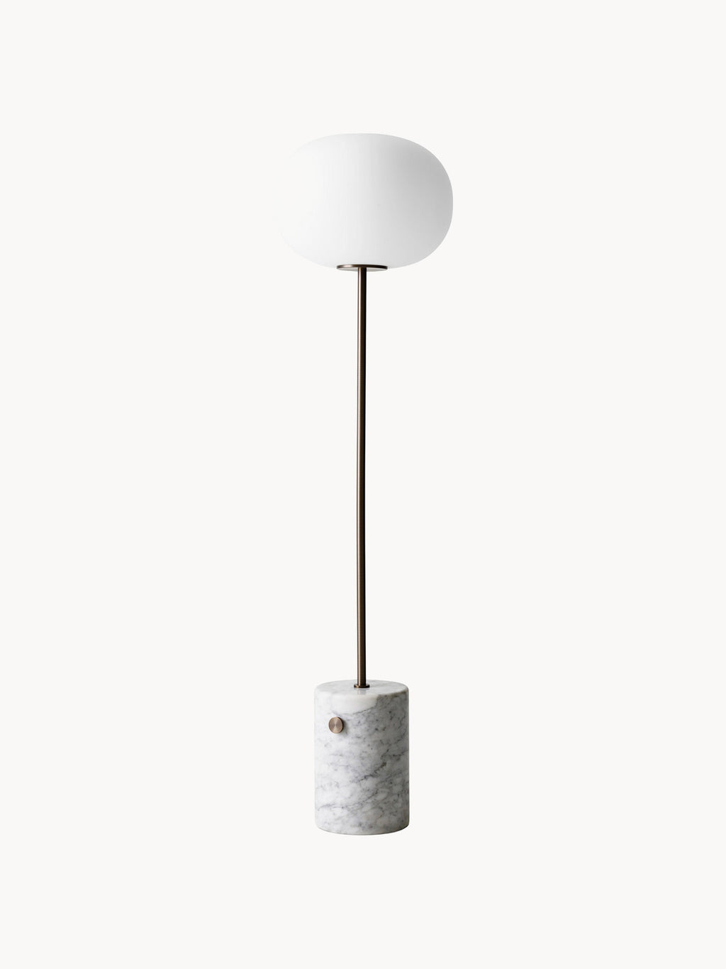 Lampadaire en marbre soufflé bouche Hamish - Blanc, marbre gris, argenté