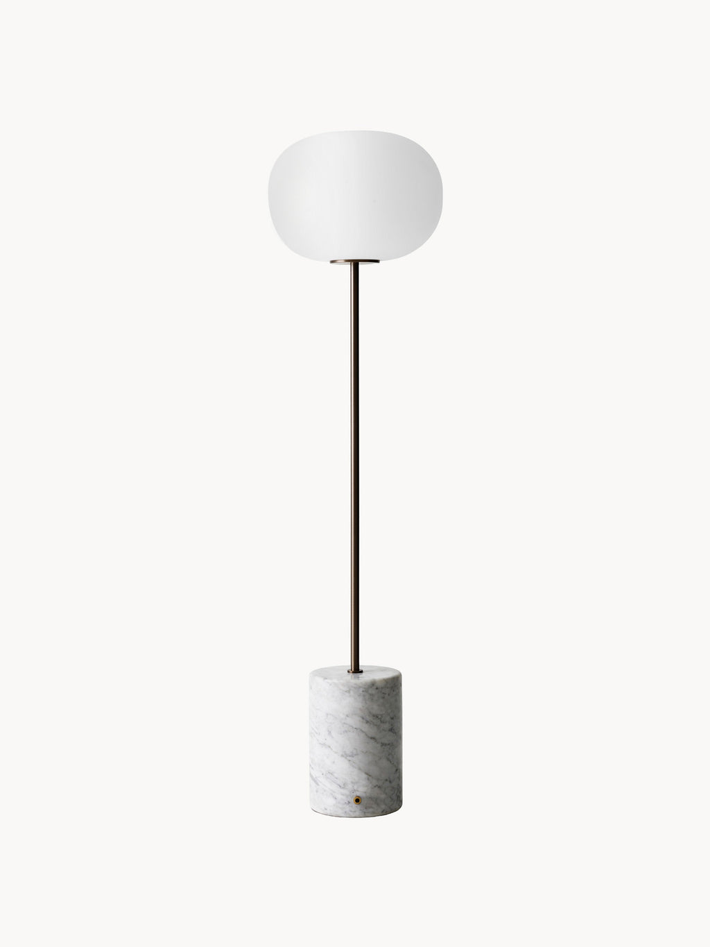Lampadaire en marbre soufflé bouche Hamish - Blanc, marbre gris, argenté