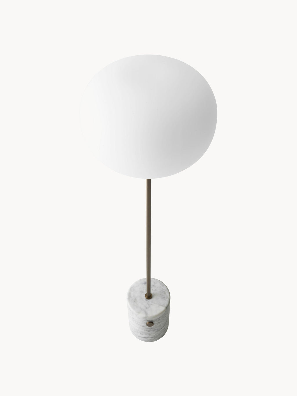 Lampadaire en marbre soufflé bouche Hamish - Blanc, marbre gris, argenté