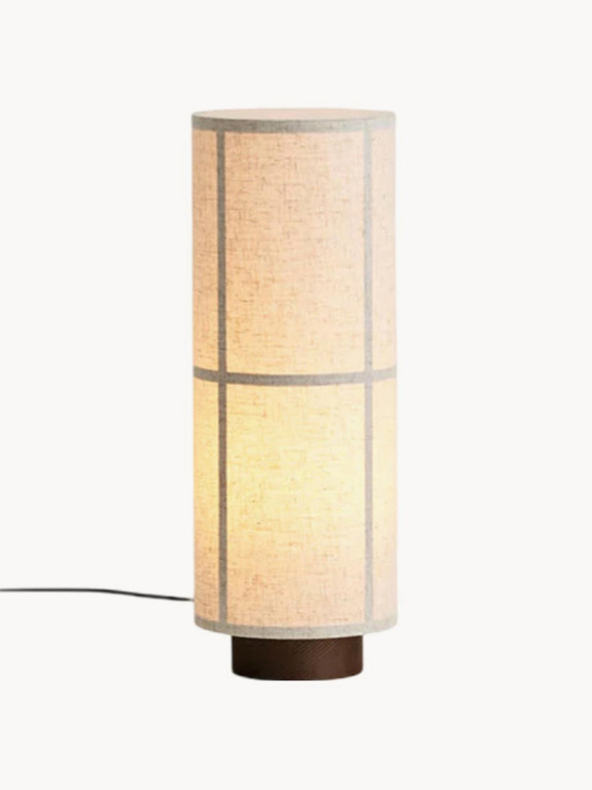 Lampe à poser en lin Varg - Beige, bois foncé