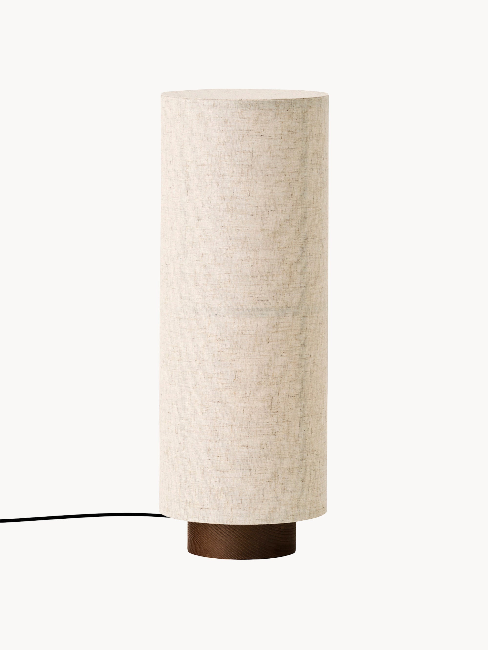 Lampe à poser en lin Varg - Beige, bois foncé