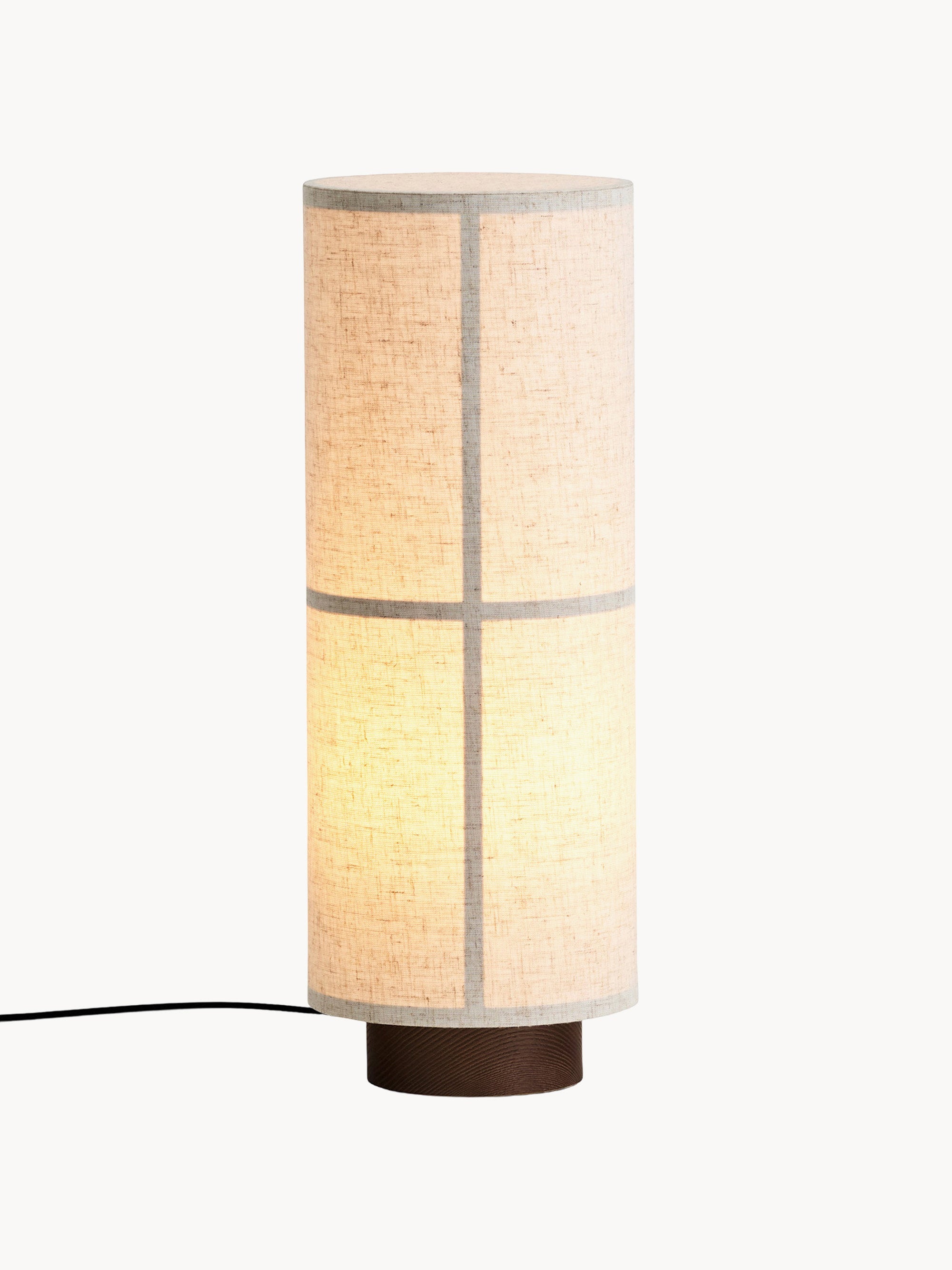 Lampe à poser en lin Varg - Beige, bois foncé