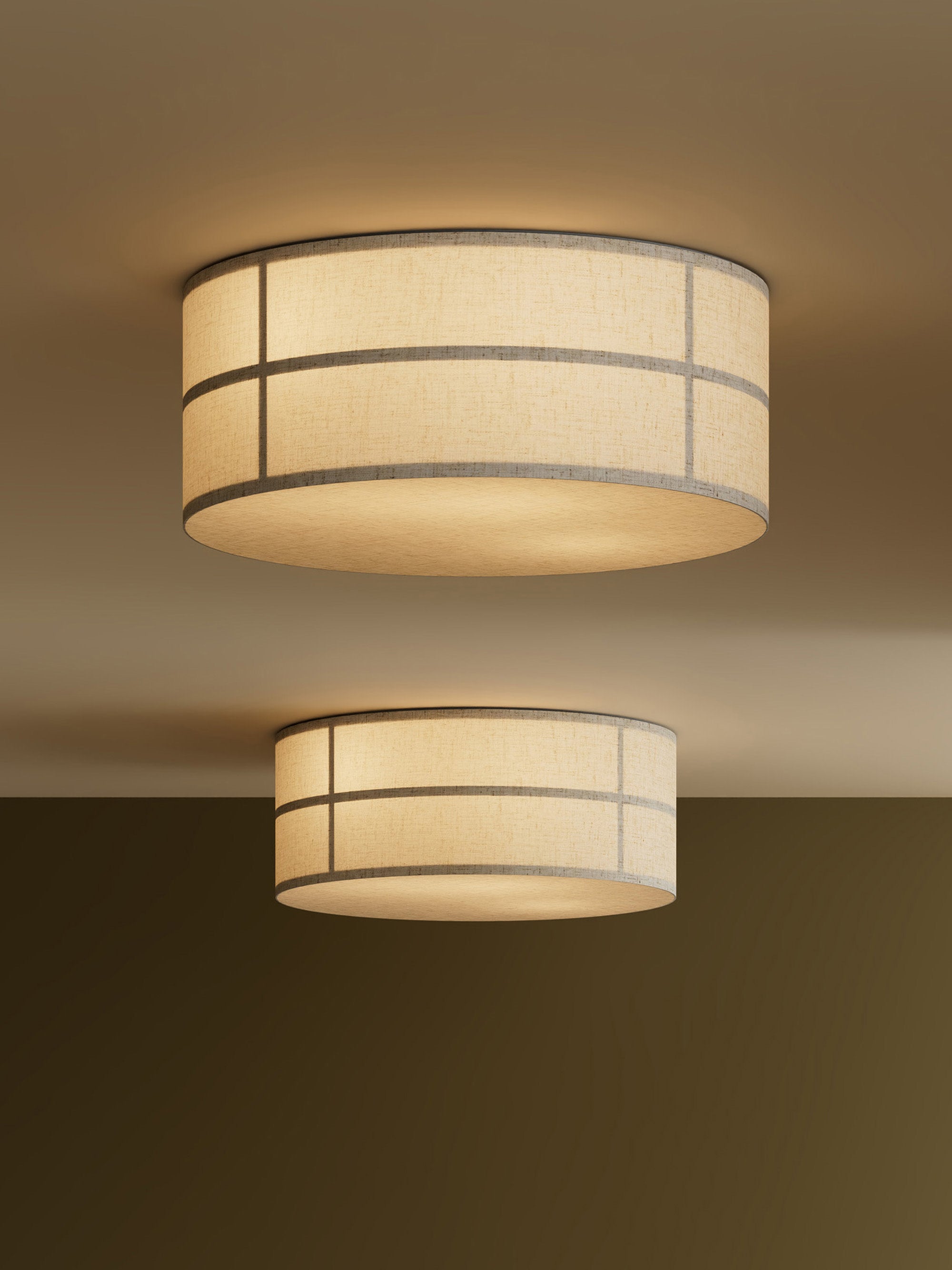 Plafonnier artisanal en lin Varg - Beige