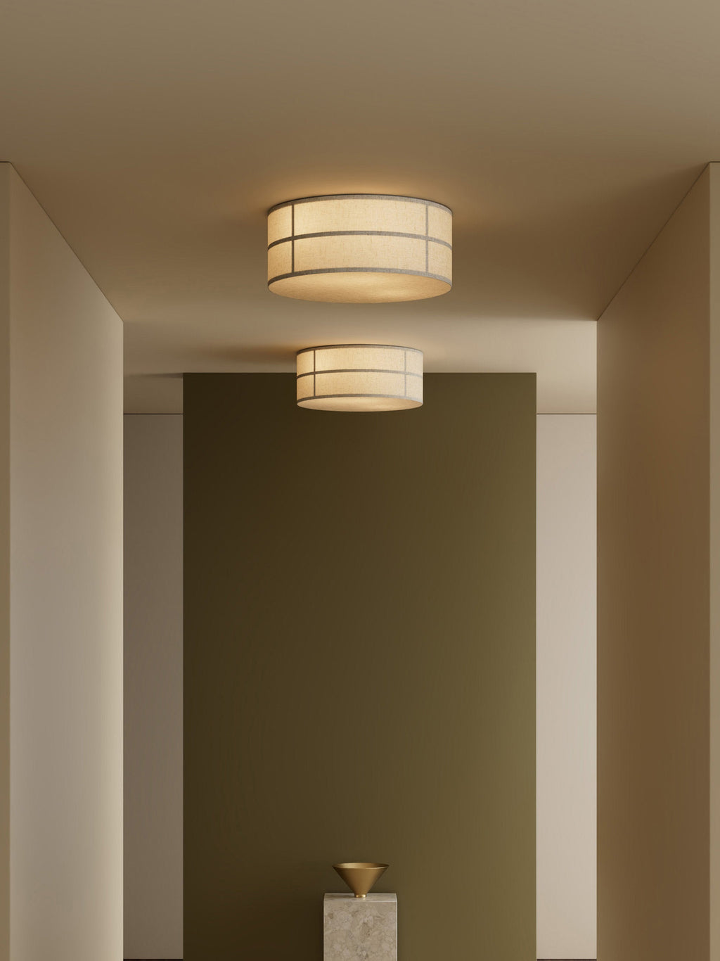 Plafonnier artisanal en lin Varg - Beige
