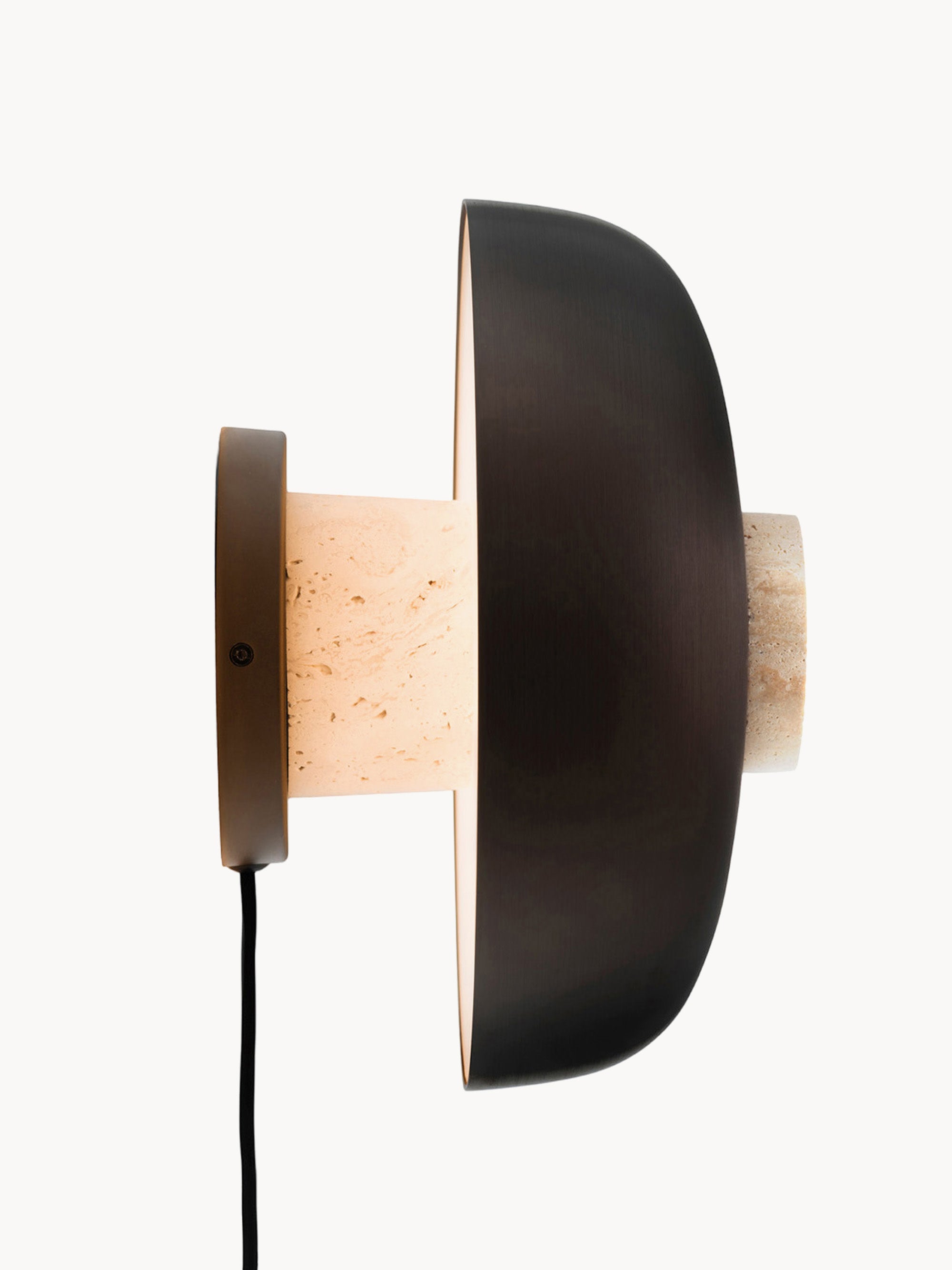 Applique murale en travertin Vernon, intensité ajustable - Travertin beige, brun foncé