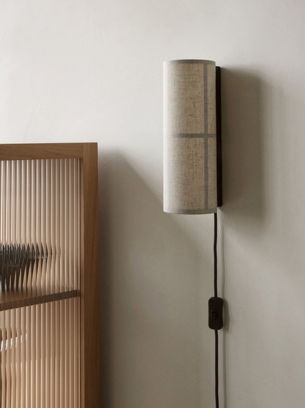Applique murale en lin Varg - Beige, noir