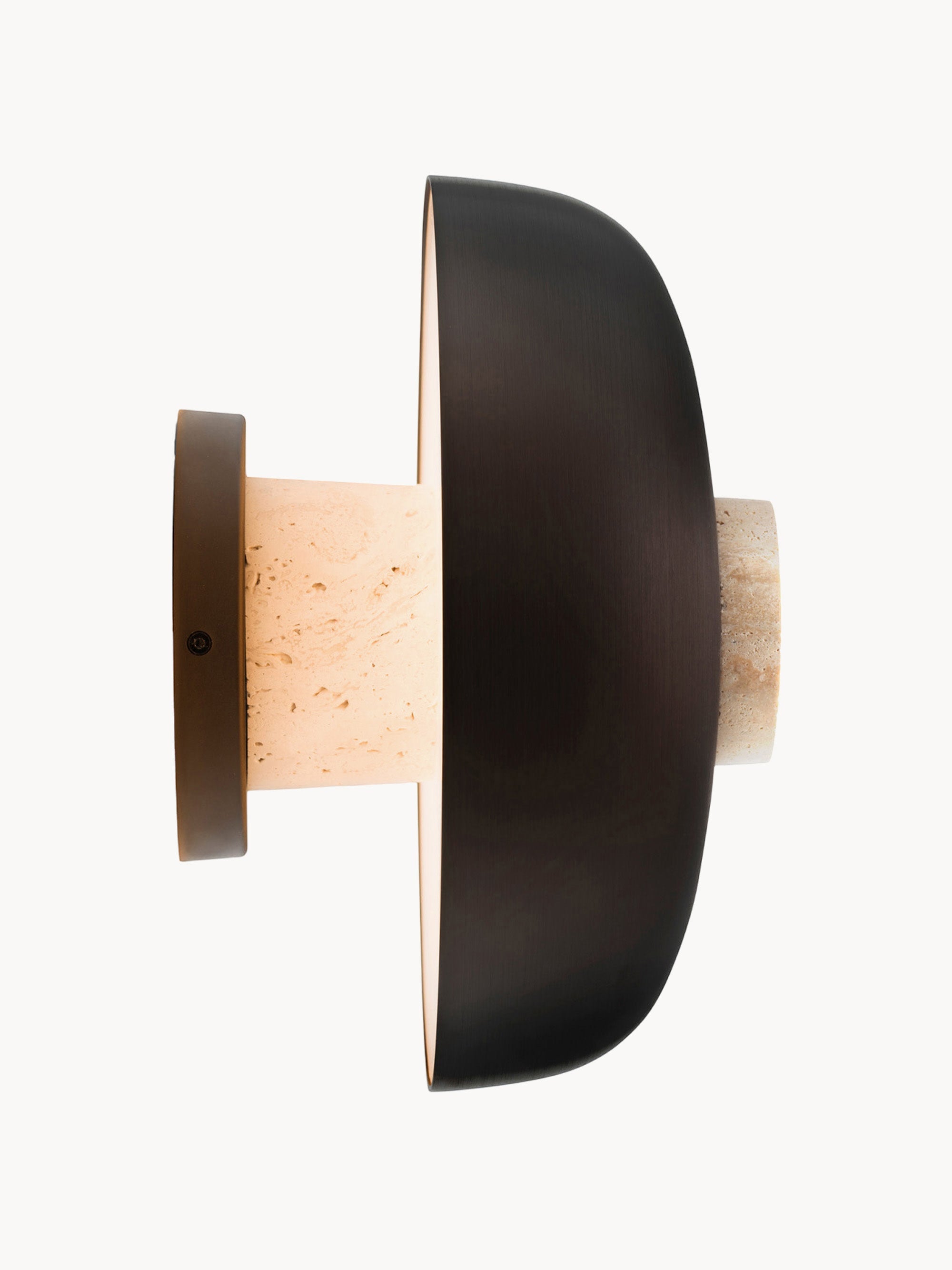Applique murale en travertin Vernon, intensité ajustable - Travertin beige, brun foncé