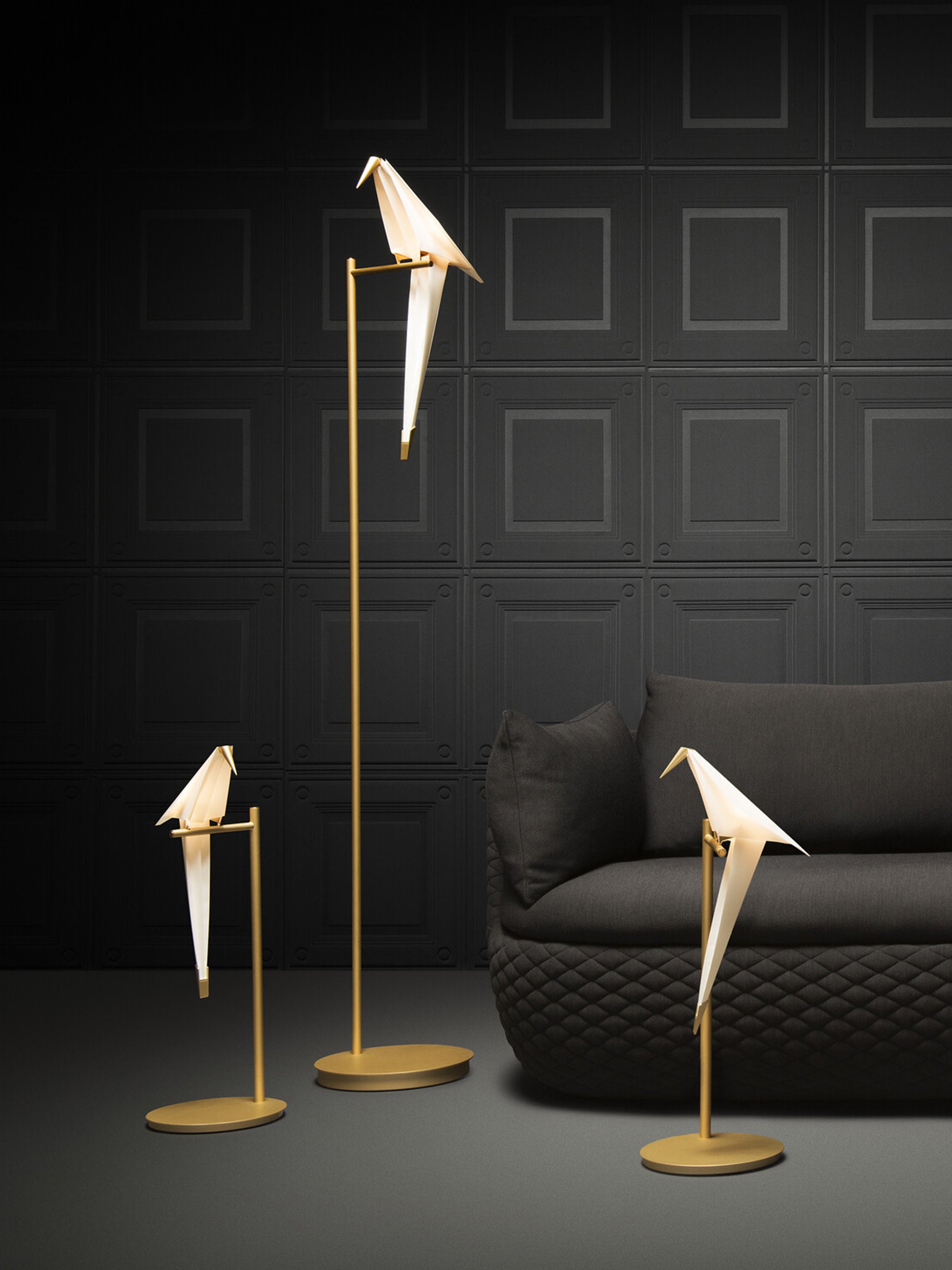 Lampadaire LED Eiko - Blanc, doré
