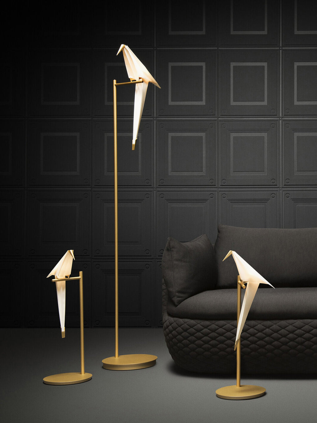 Lampadaire LED Eiko - Blanc, doré