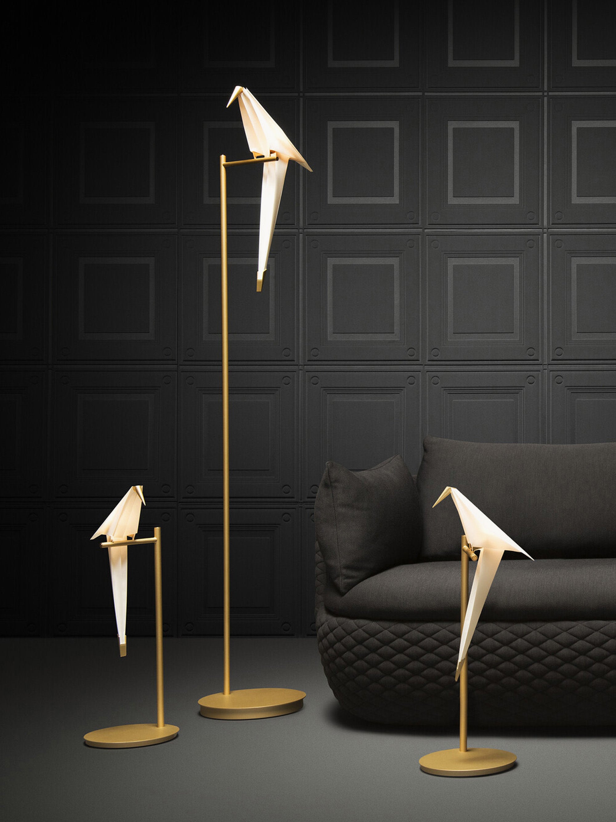 Lampadaire LED Eiko - Blanc, doré