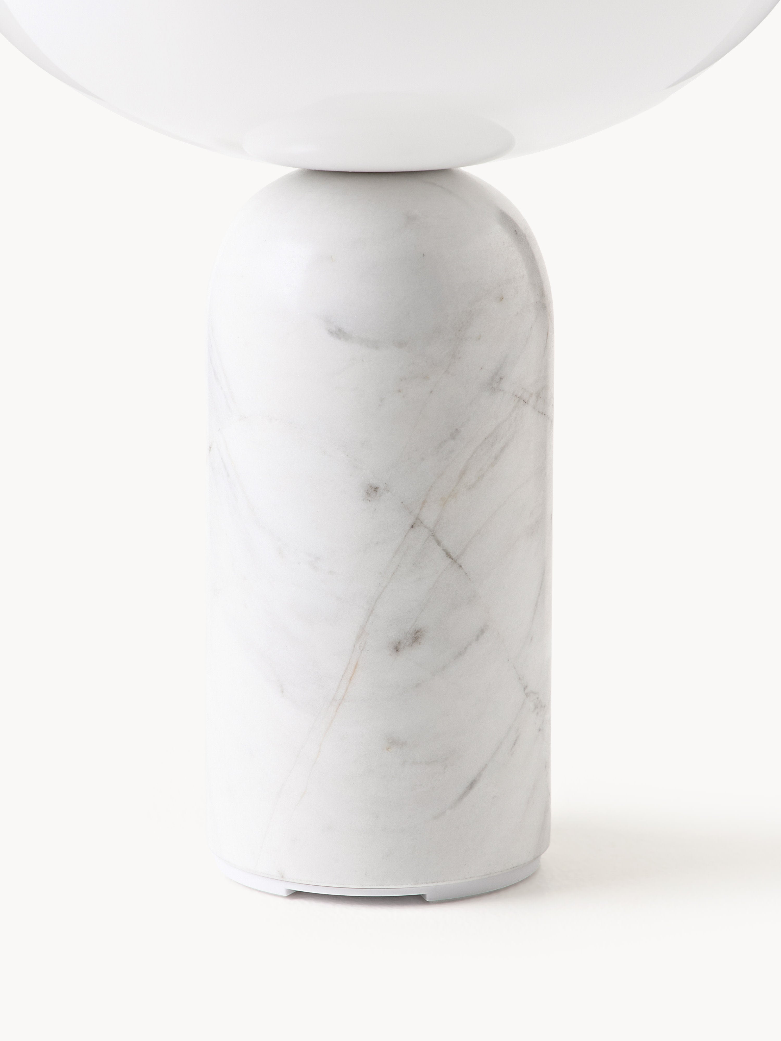 Petite lampe à poser nomade en marbre Gudvar, intensité ajustable - Blanc, marbre blanc