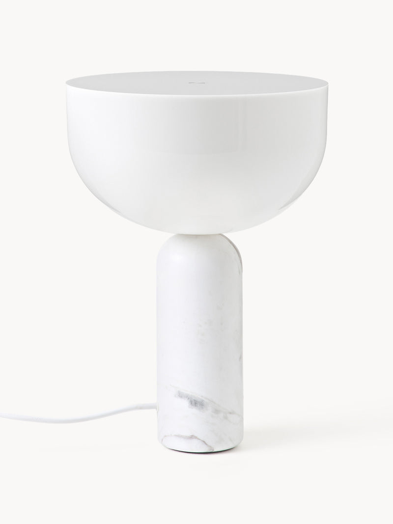 Lampe à poser en marbre Gudvar - Pied de lampe : blanc, marbré<br>Abat-jour : blanc