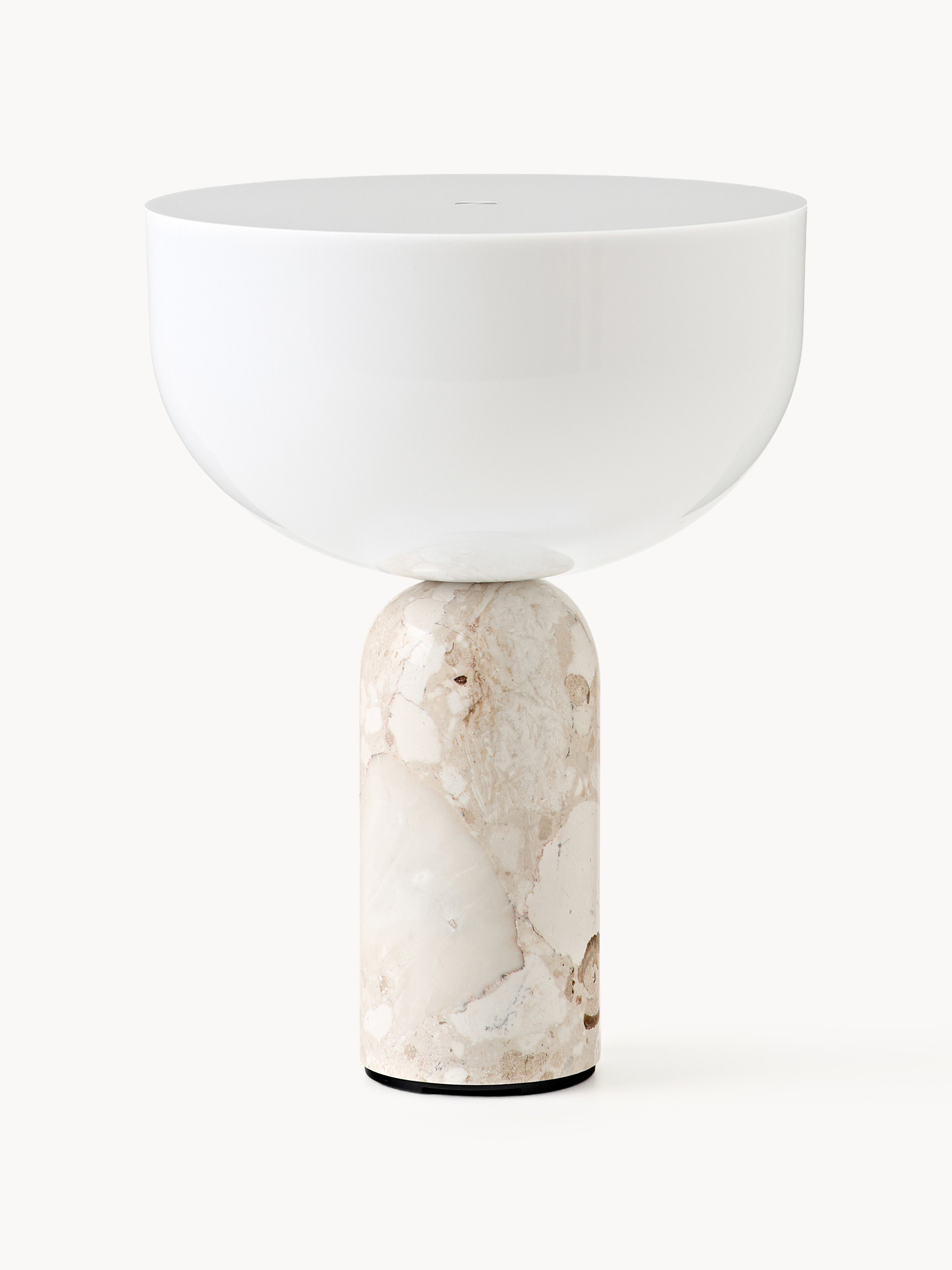 Petite lampe à poser nomade en marbre Gudvar, intensité ajustable - Blanc, marbre beige clair