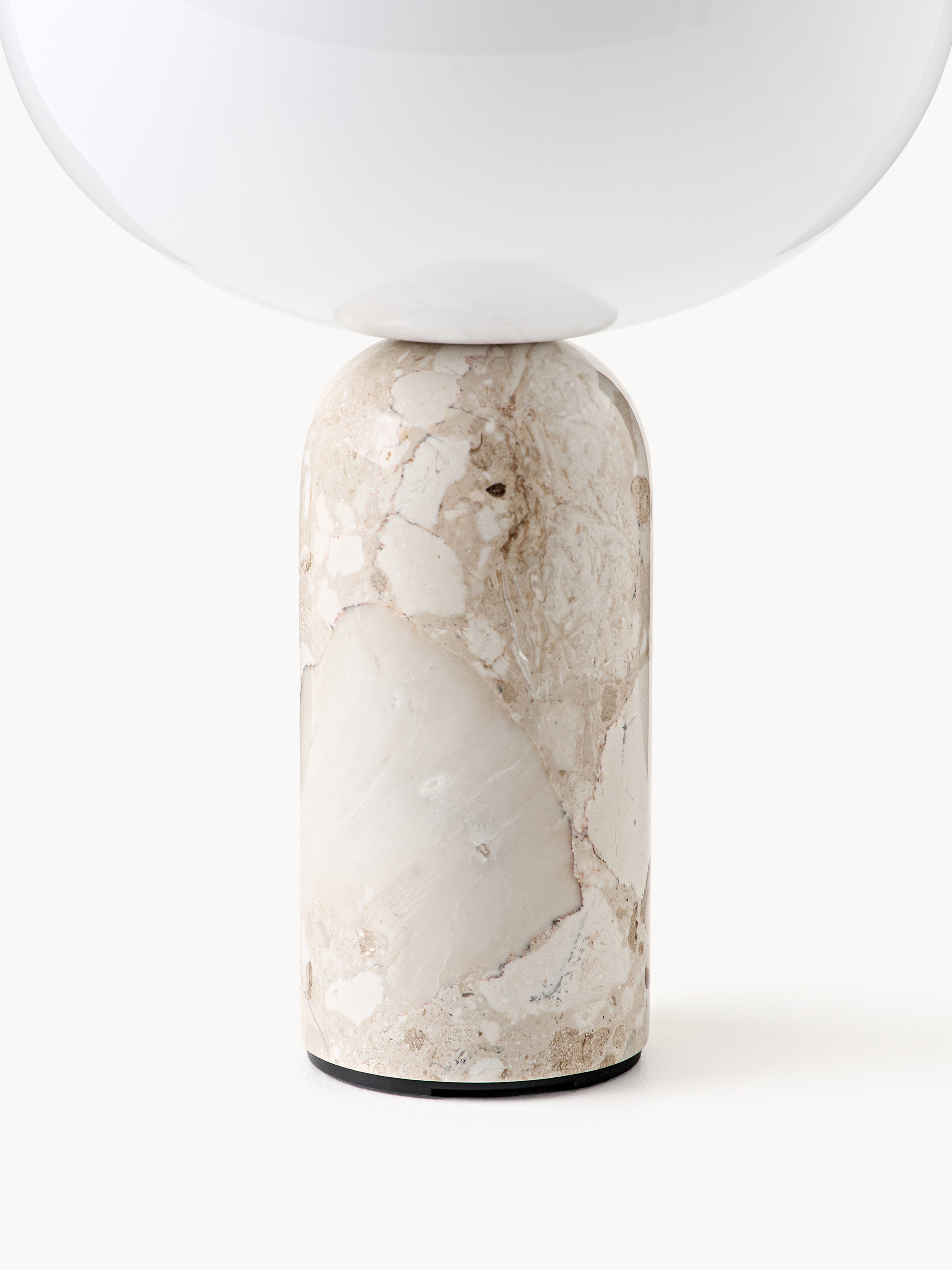 Petite lampe à poser nomade en marbre Gudvar, intensité ajustable - Blanc, marbre beige clair