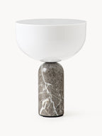 Petite lampe à poser nomade en marbre Gudvar, intensité ajustable - Blanc, marbre taupe