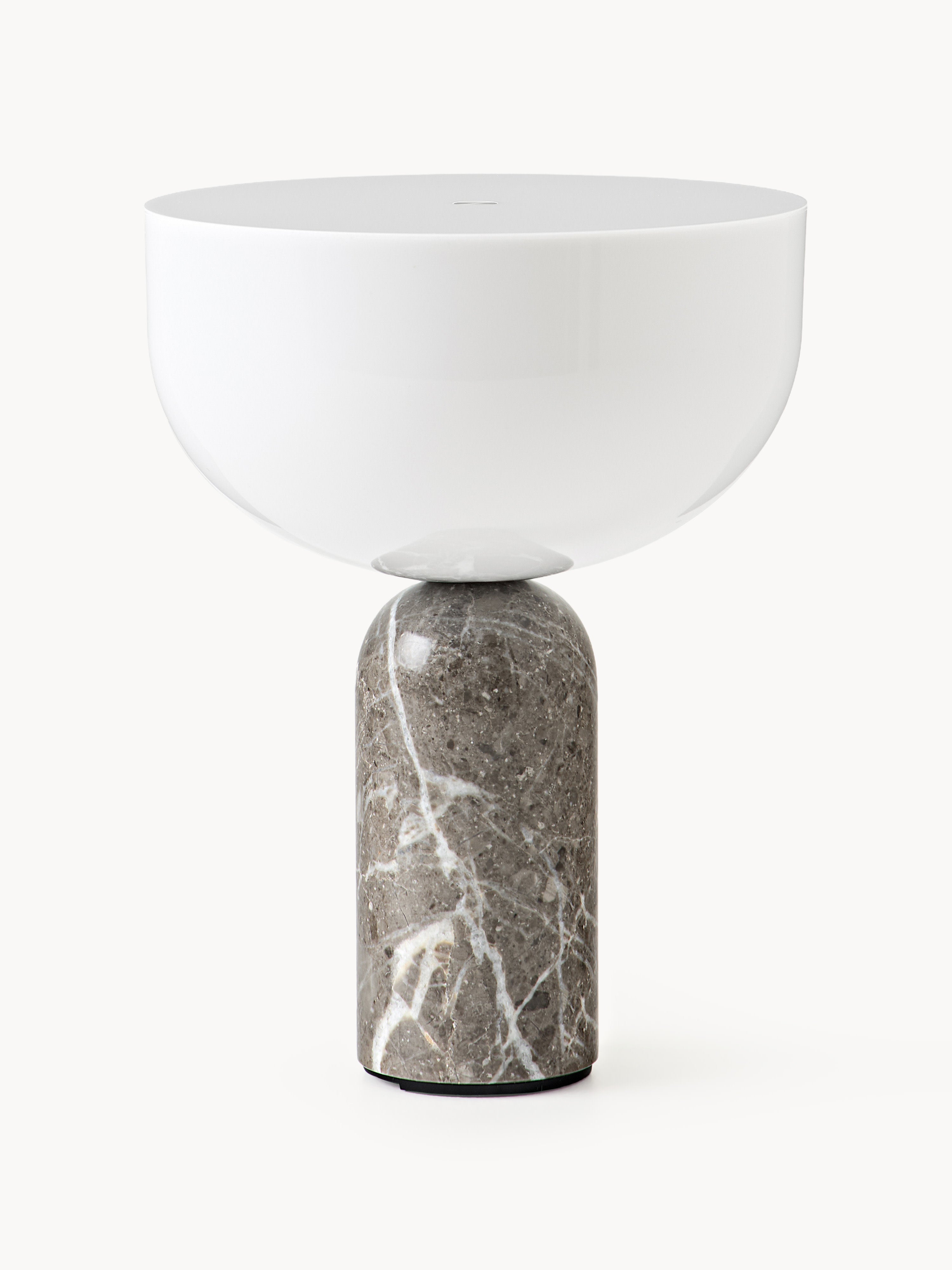 Petite lampe à poser nomade en marbre Gudvar, intensité ajustable - Blanc, marbre taupe