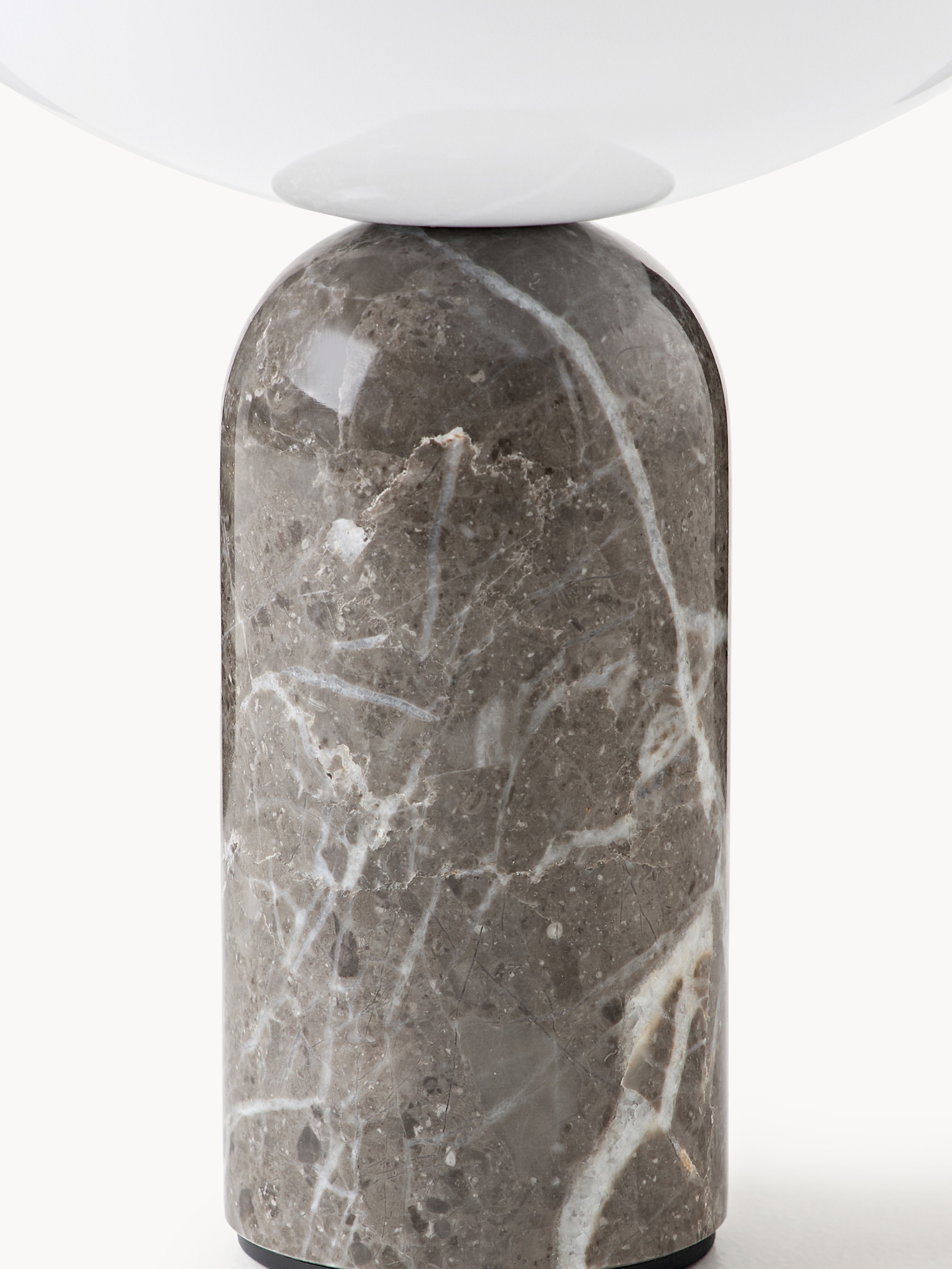 Petite lampe à poser nomade en marbre Gudvar, intensité ajustable - Blanc, marbre taupe