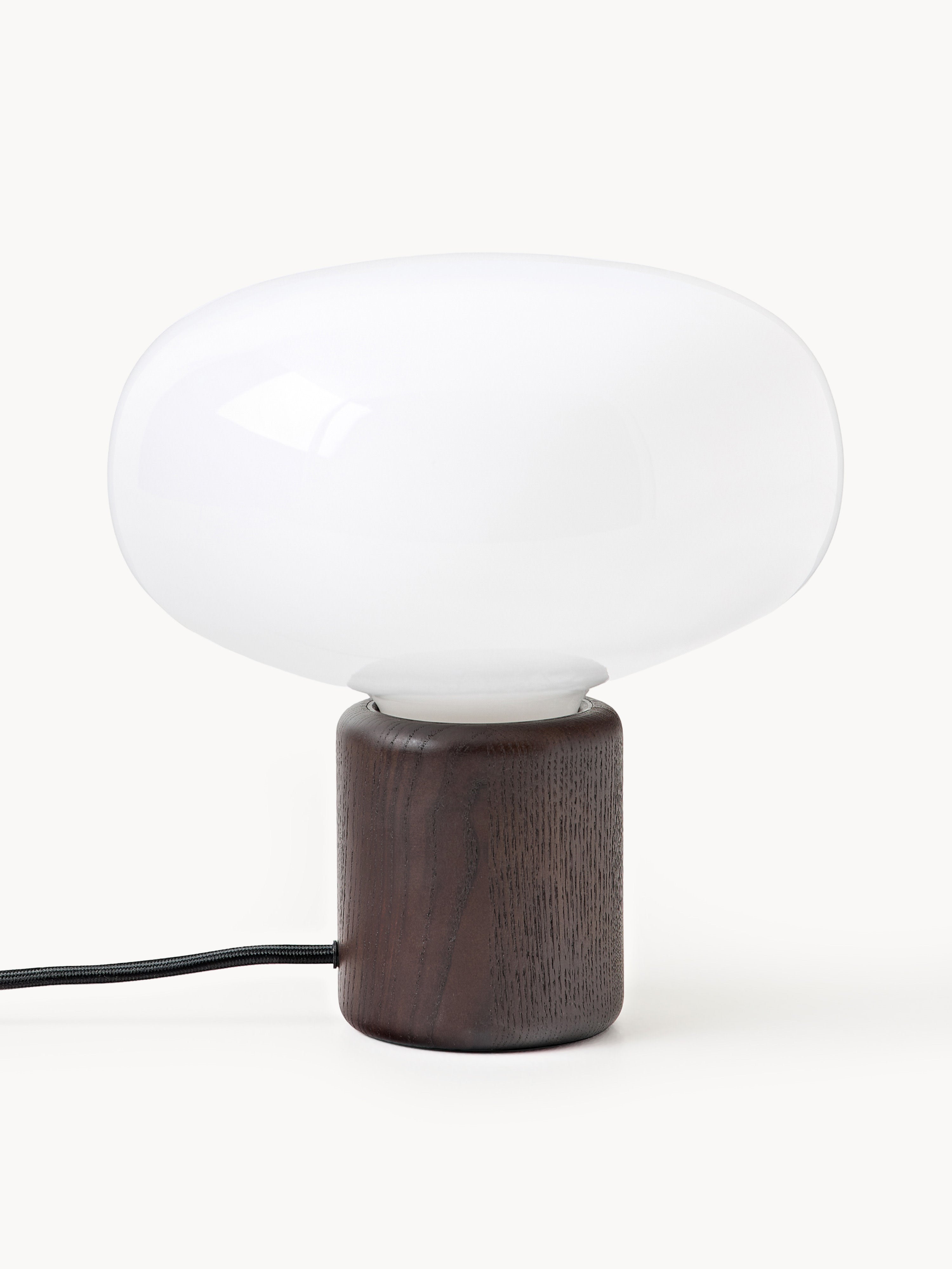Petite lampe à poser Noble - Blanc, chêne