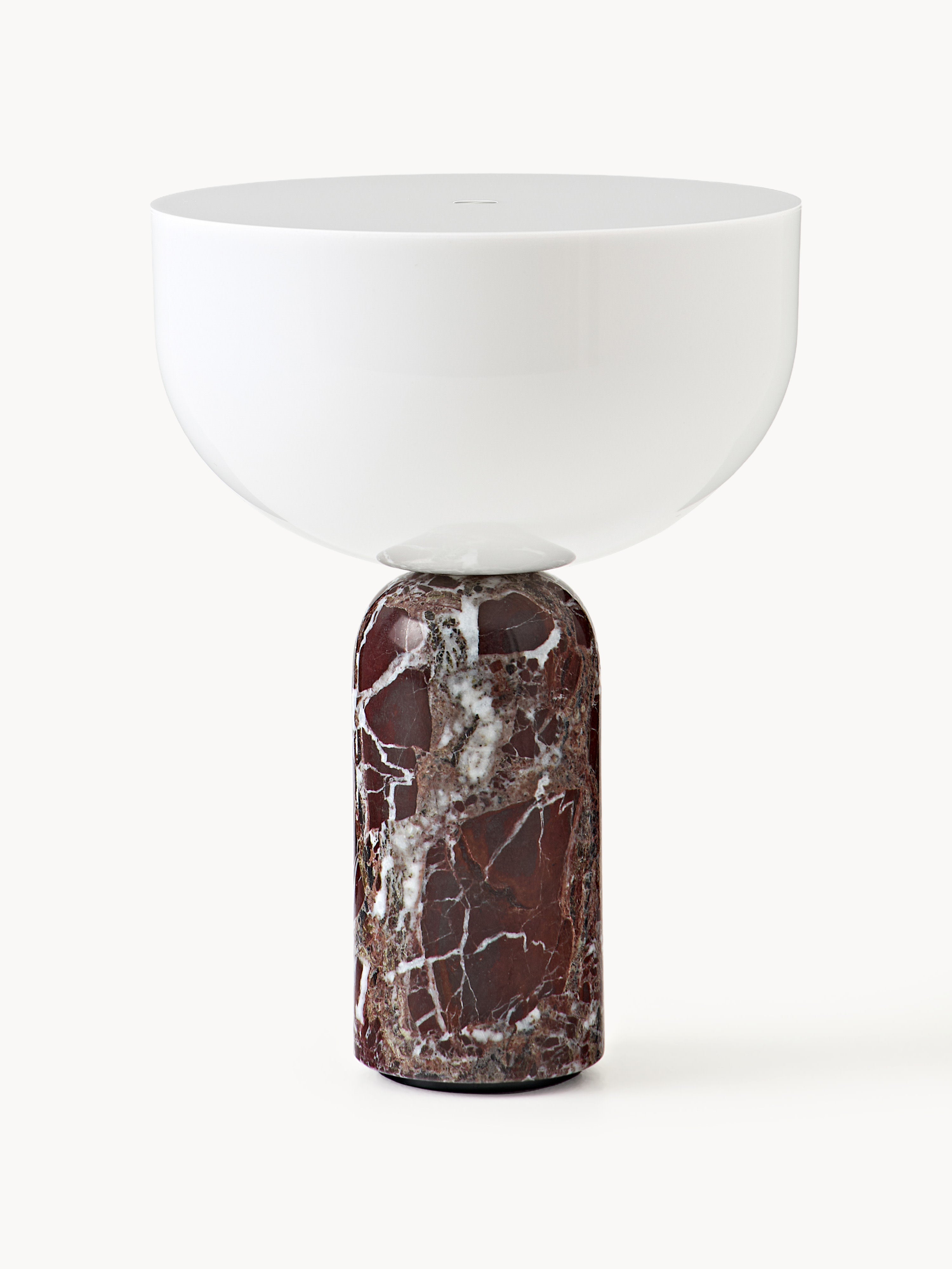 Petite lampe à poser nomade en marbre Gudvar, intensité ajustable - Blanc, marbre brun foncé