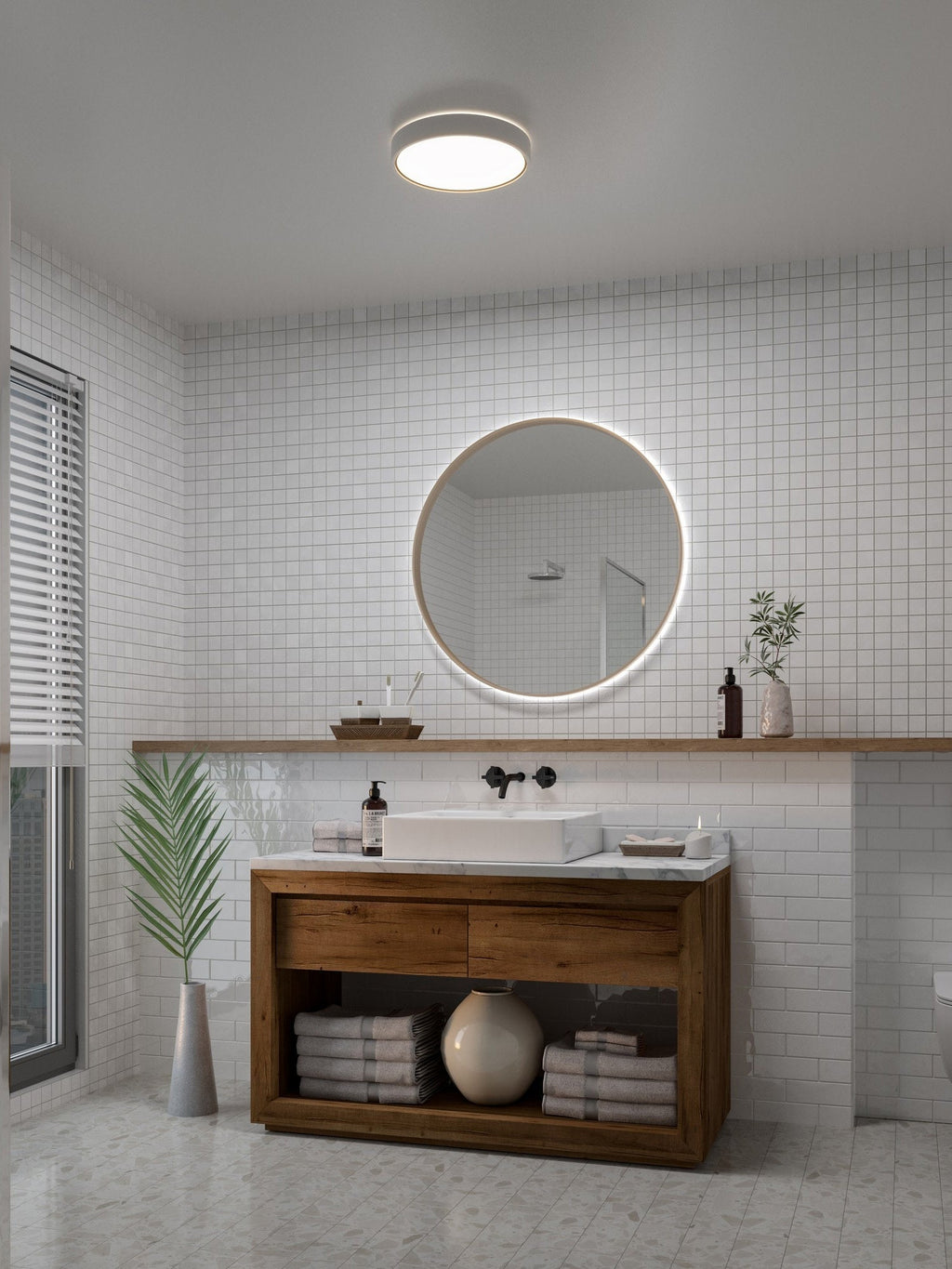 Plafonnier LED Sol, intensité ajustable - Blanc