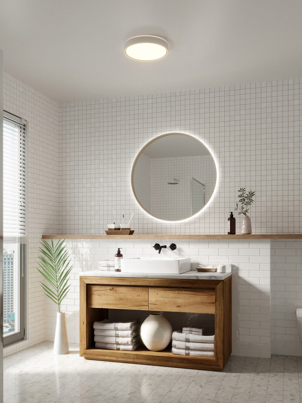 Plafonnier LED Sol, intensité ajustable - Blanc