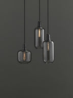 Petite suspension en marbre Halvdan - Gris, transparent, noir