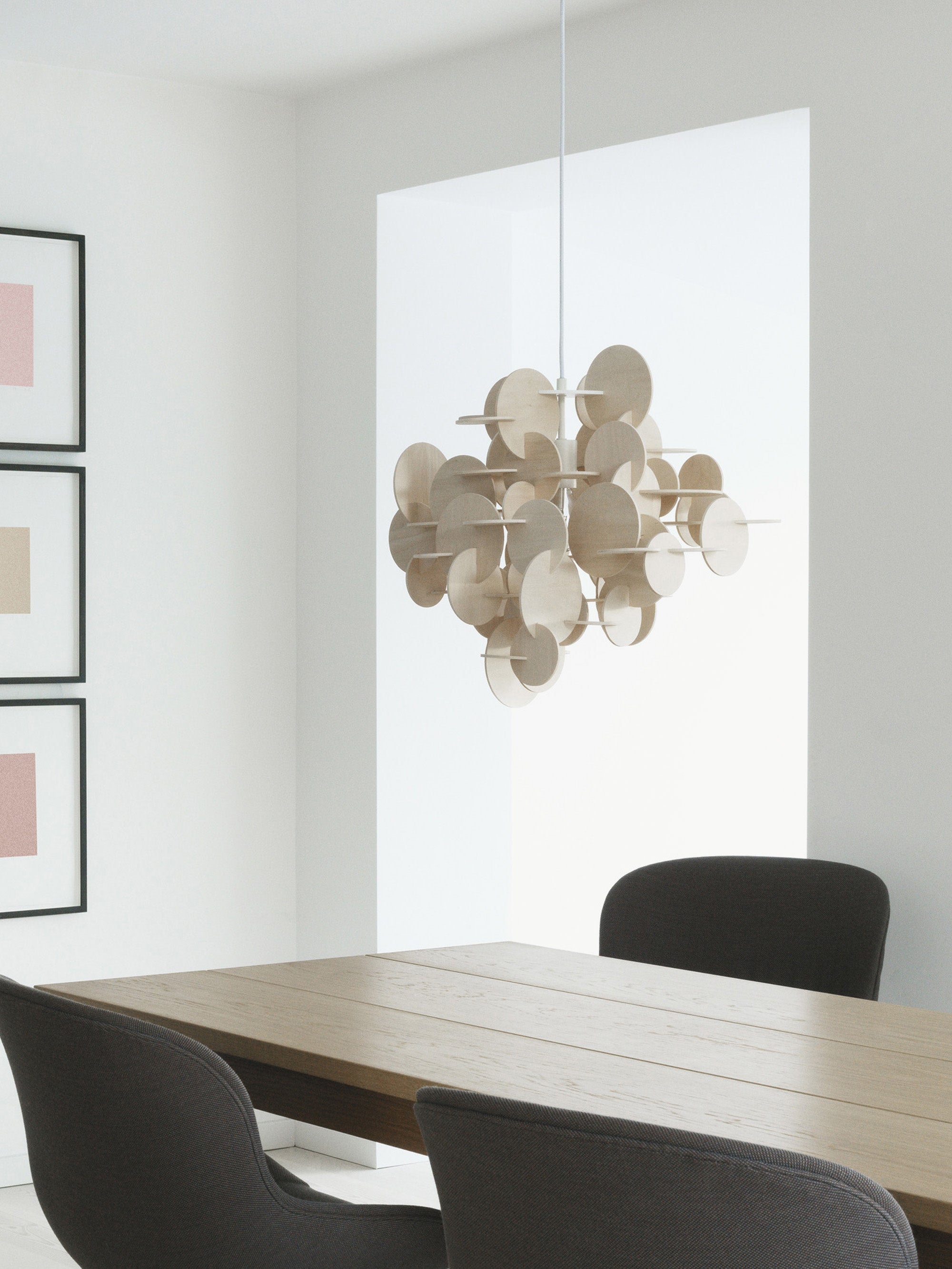 Petite suspension en bois Pryor - Bois, blanc