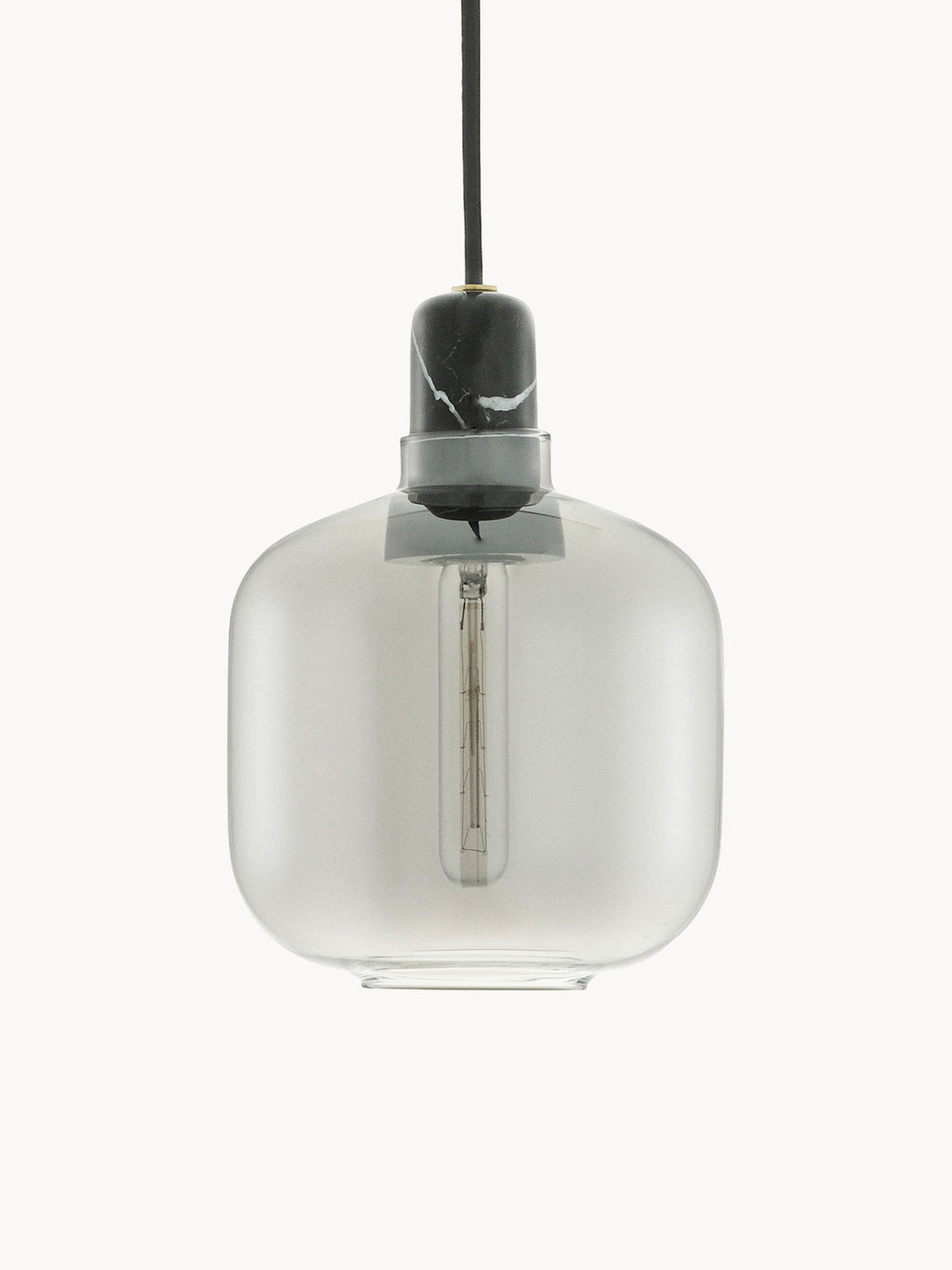 Petite suspension en marbre Halvdan - Gris, transparent, noir