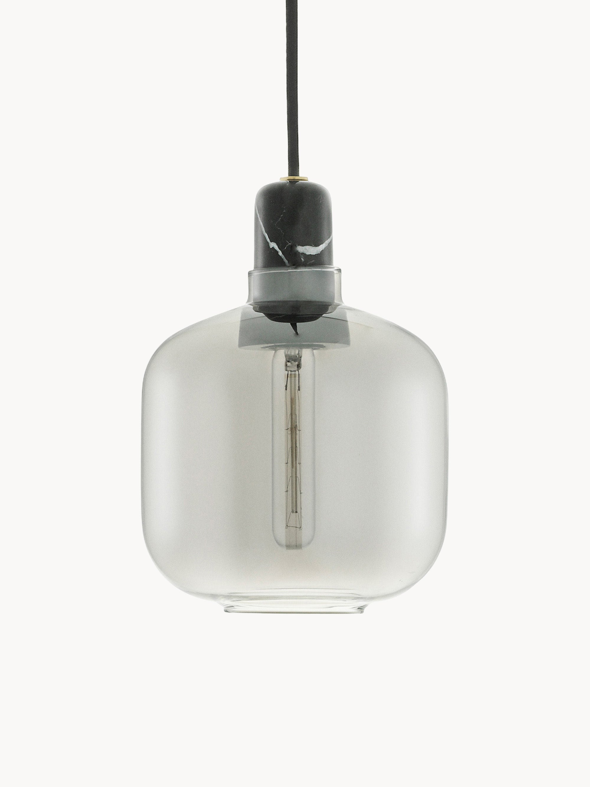 Petite suspension en marbre Halvdan - Gris, transparent, noir