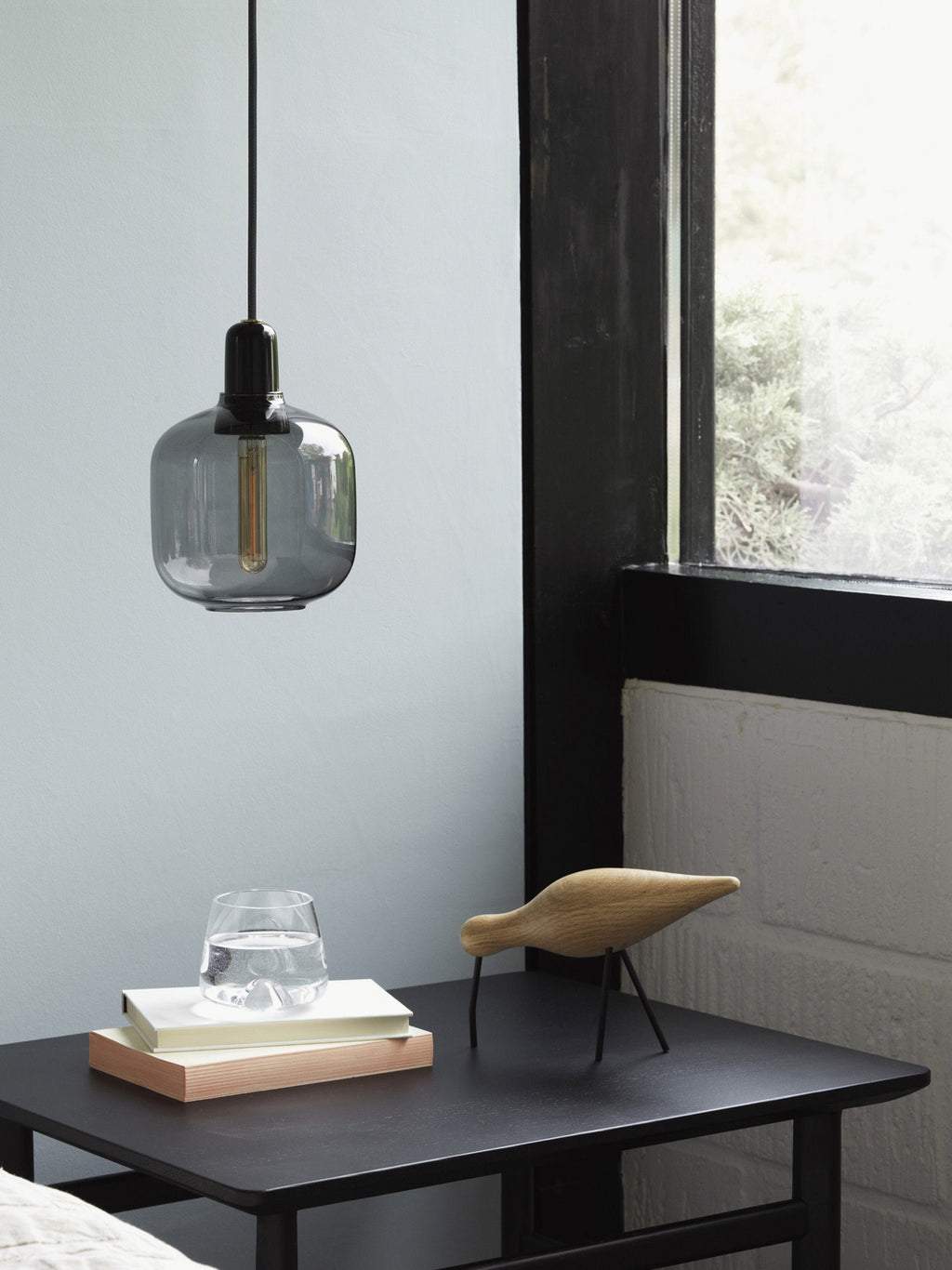 Petite suspension en marbre Halvdan - Gris, transparent, noir