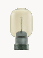 Petite lampe à poser en marbre Halvdan - Doré, transparent, vert foncé, noir