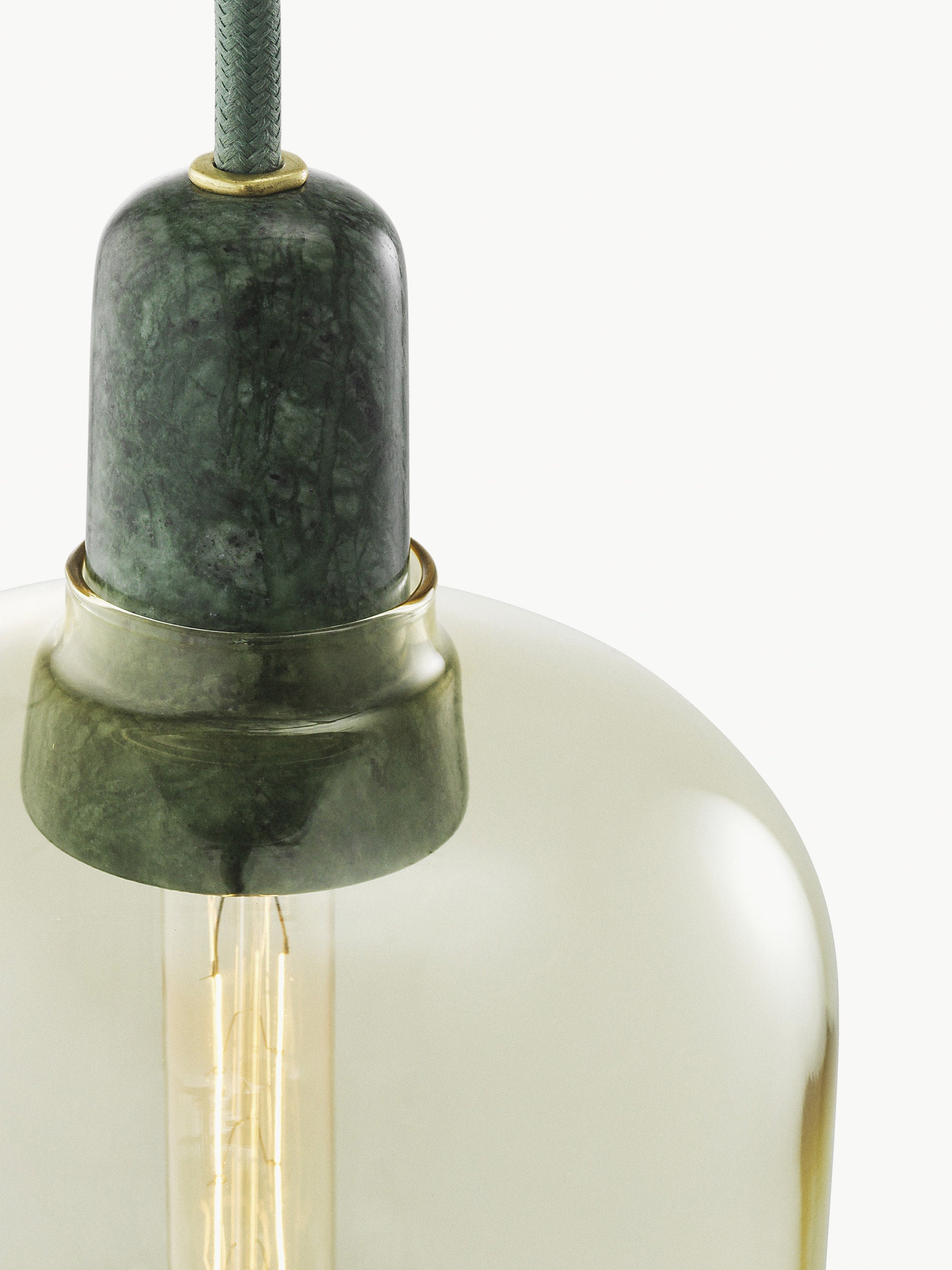 Petite suspension en marbre Halvdan - Doré, transparent, vert foncé