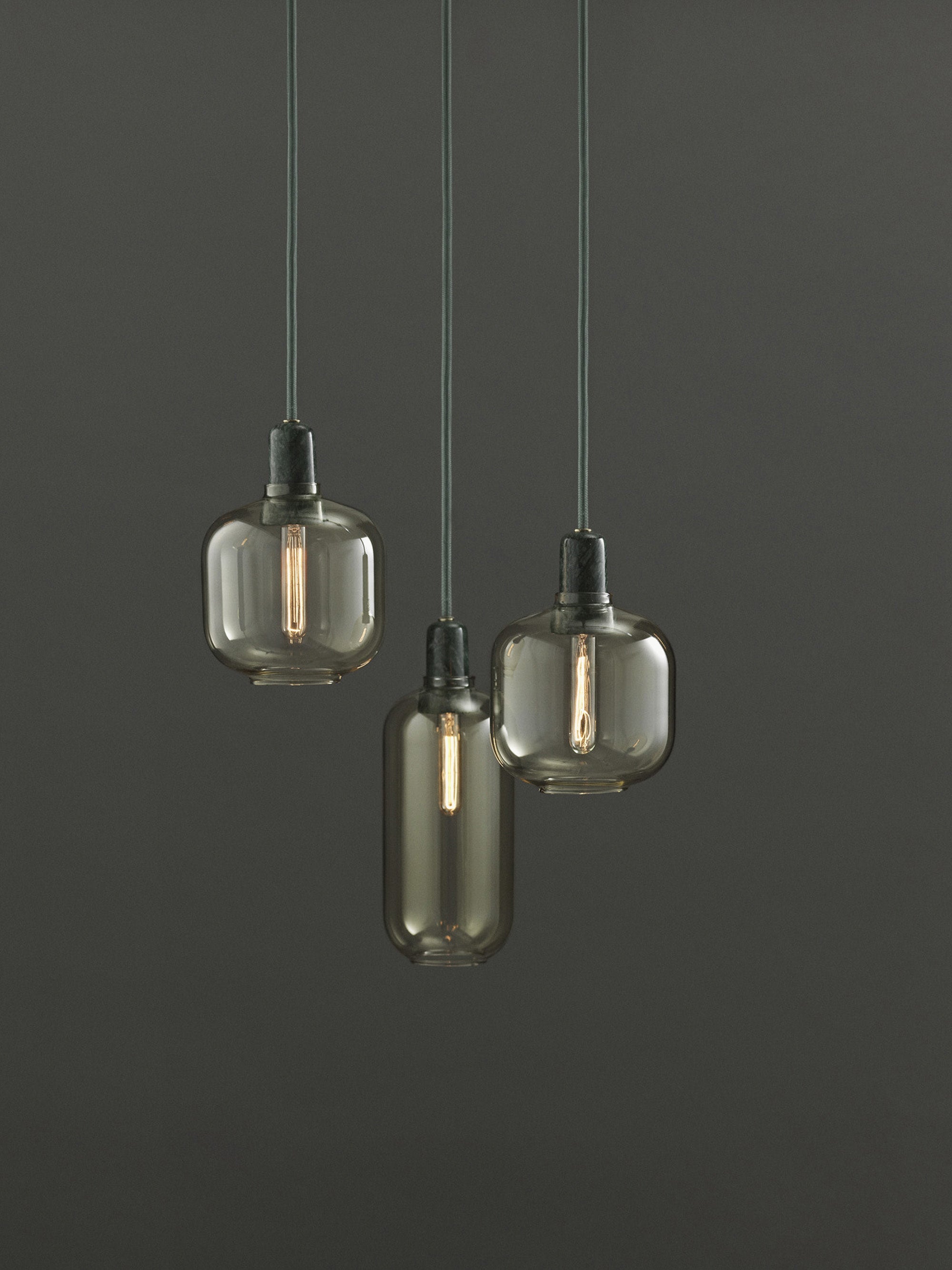 Petite suspension en marbre Halvdan - Doré, transparent, vert foncé