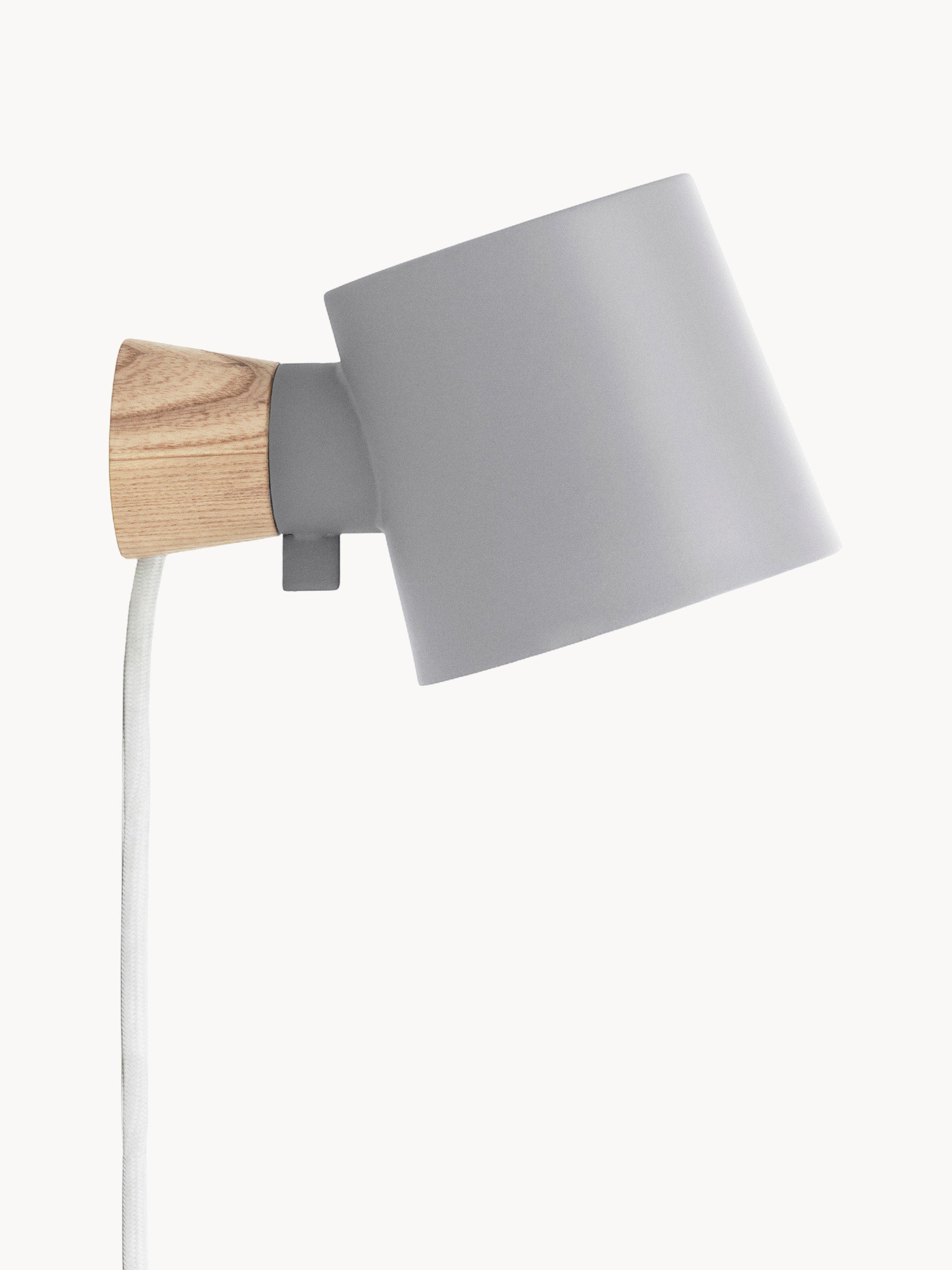 Applique murale à brancher Odmar - Gris clair, bois de frêne, blanc