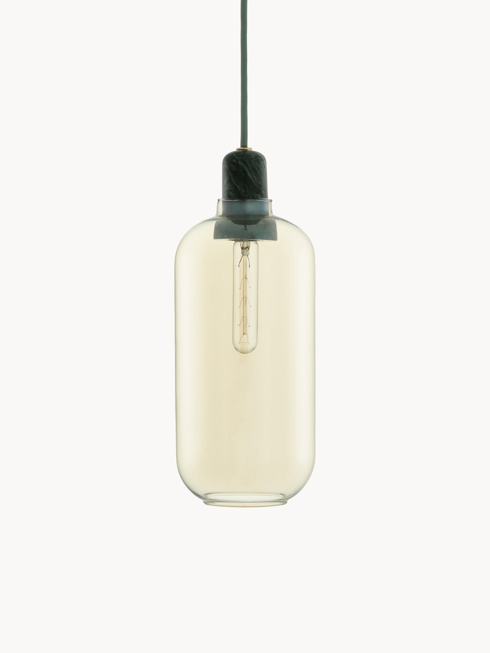 Petite suspension en marbre Halvdan - Doré, transparent, vert foncé, noir