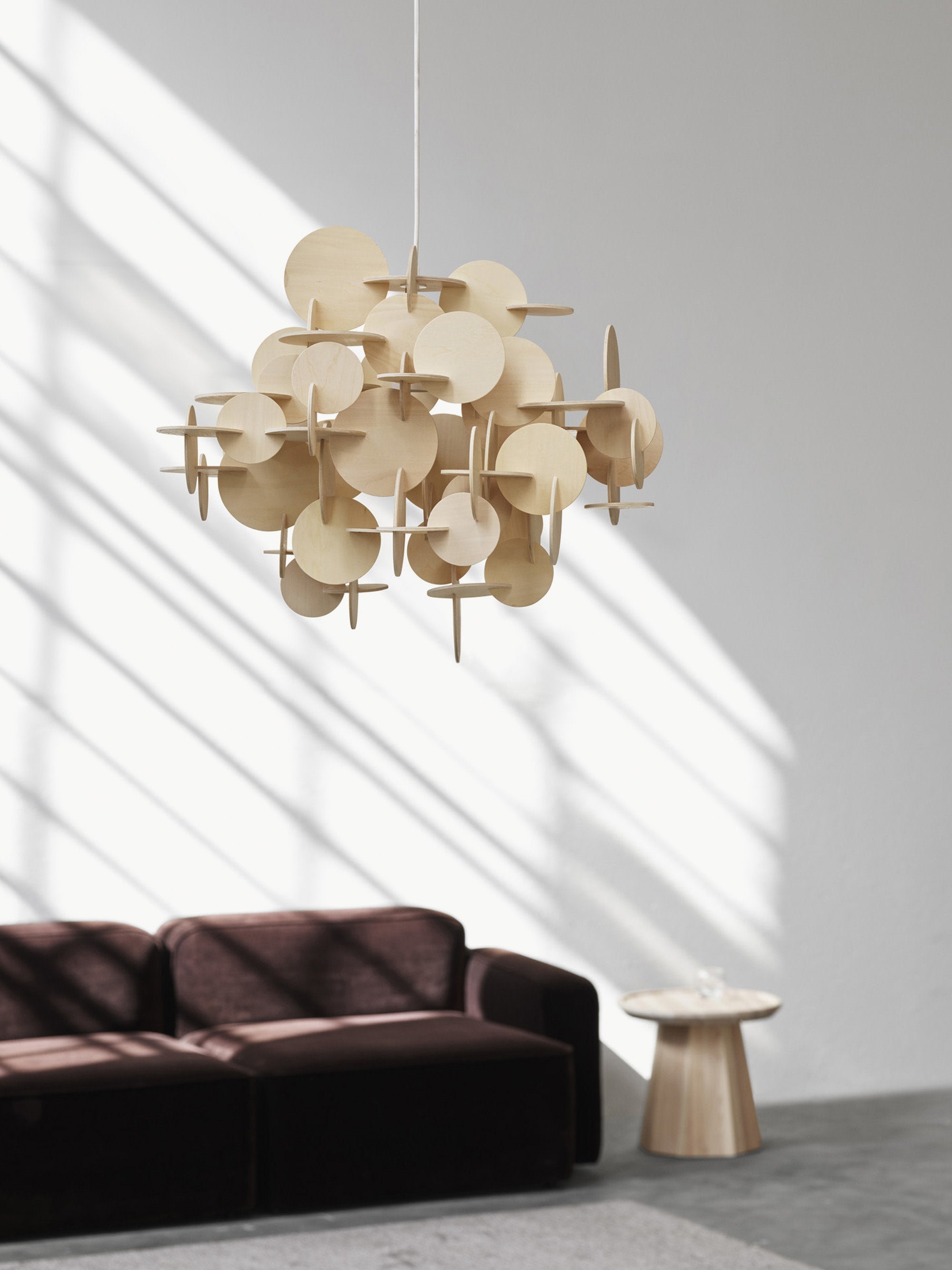 Petite suspension en bois Pryor - Bois, blanc