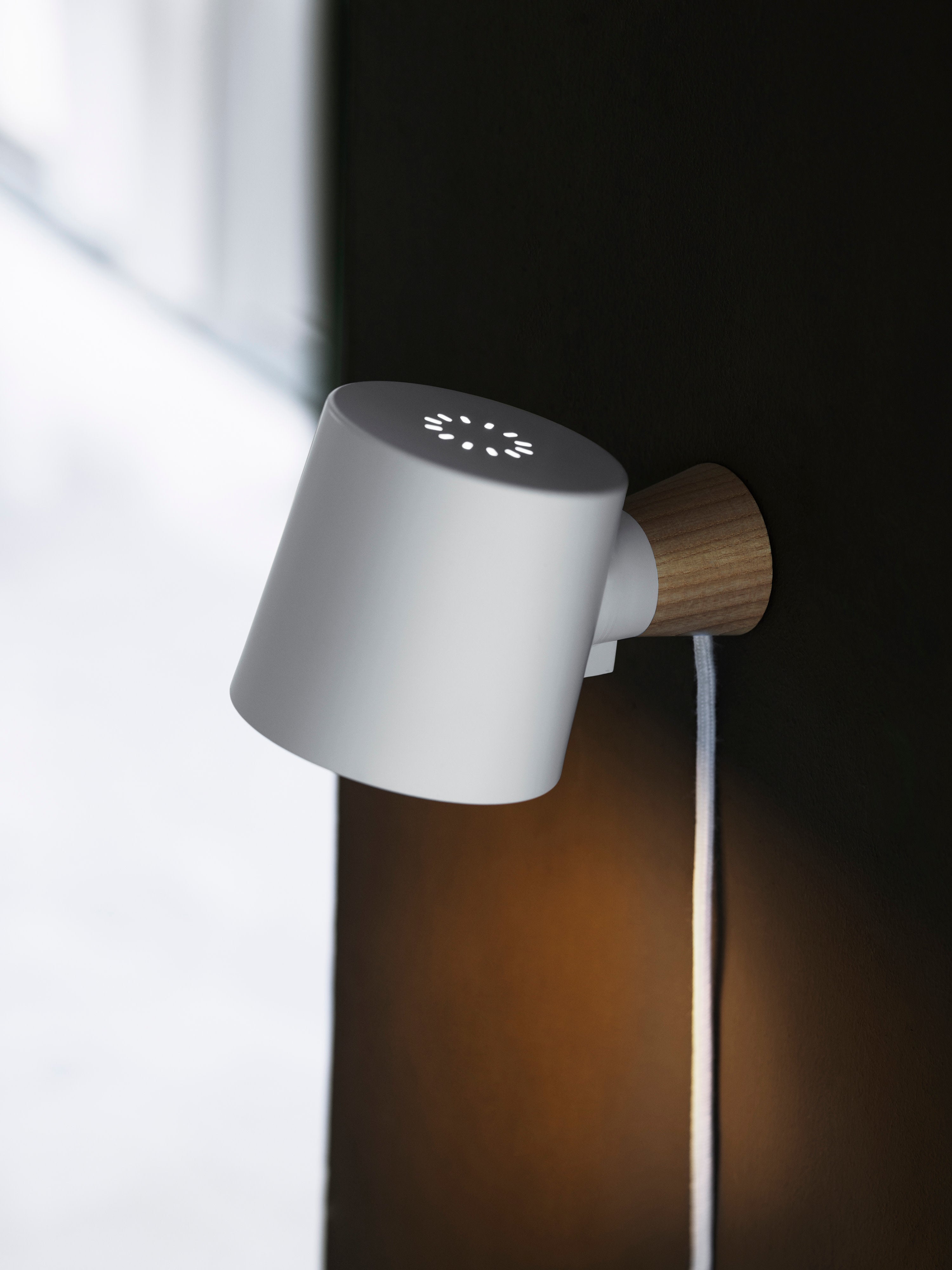 Applique murale à brancher Odmar - Blanc, bois de frêne, blanc