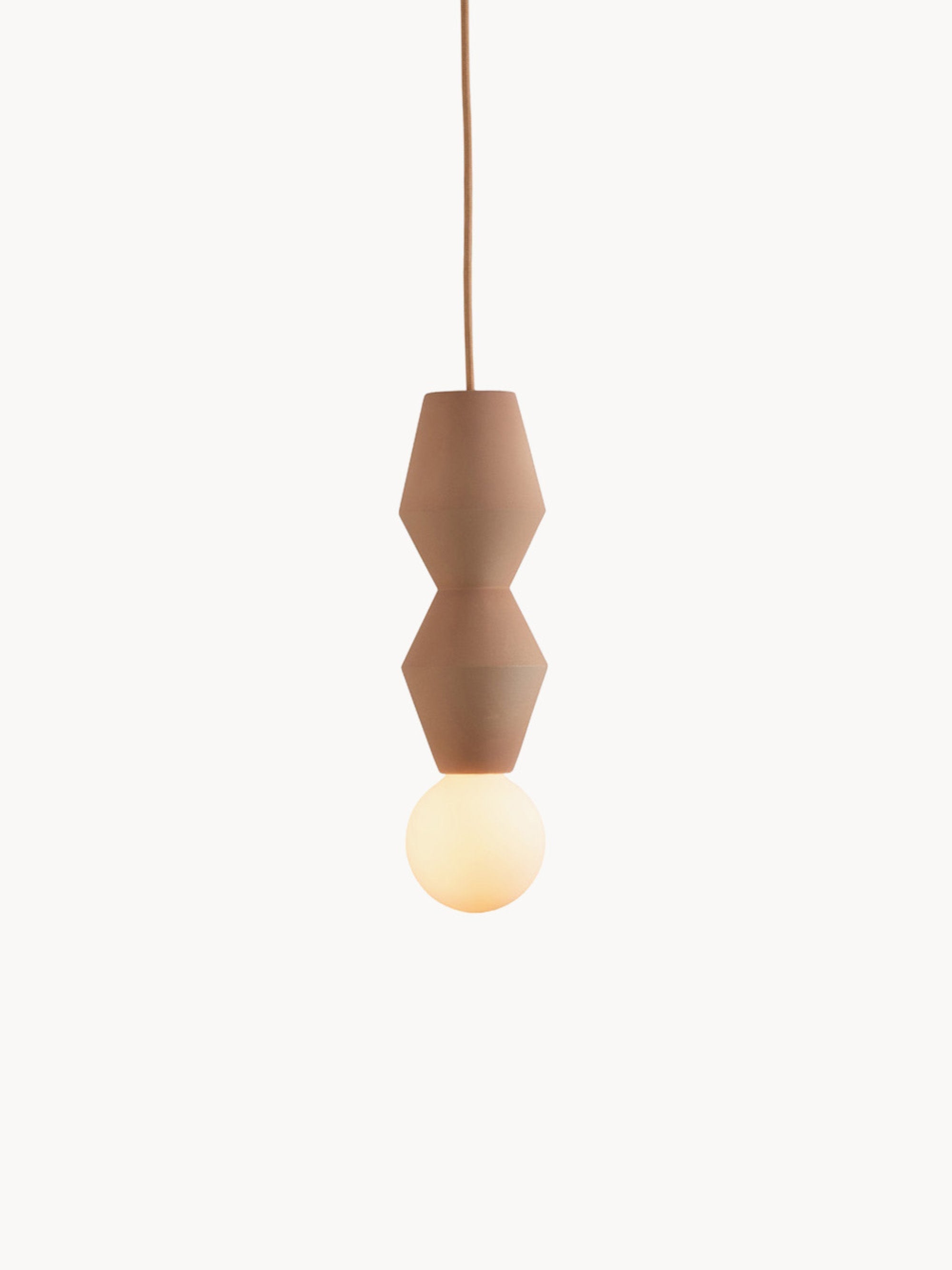Petite suspension artisanale STUCCO No. 2, intensité ajustable - Marron clair