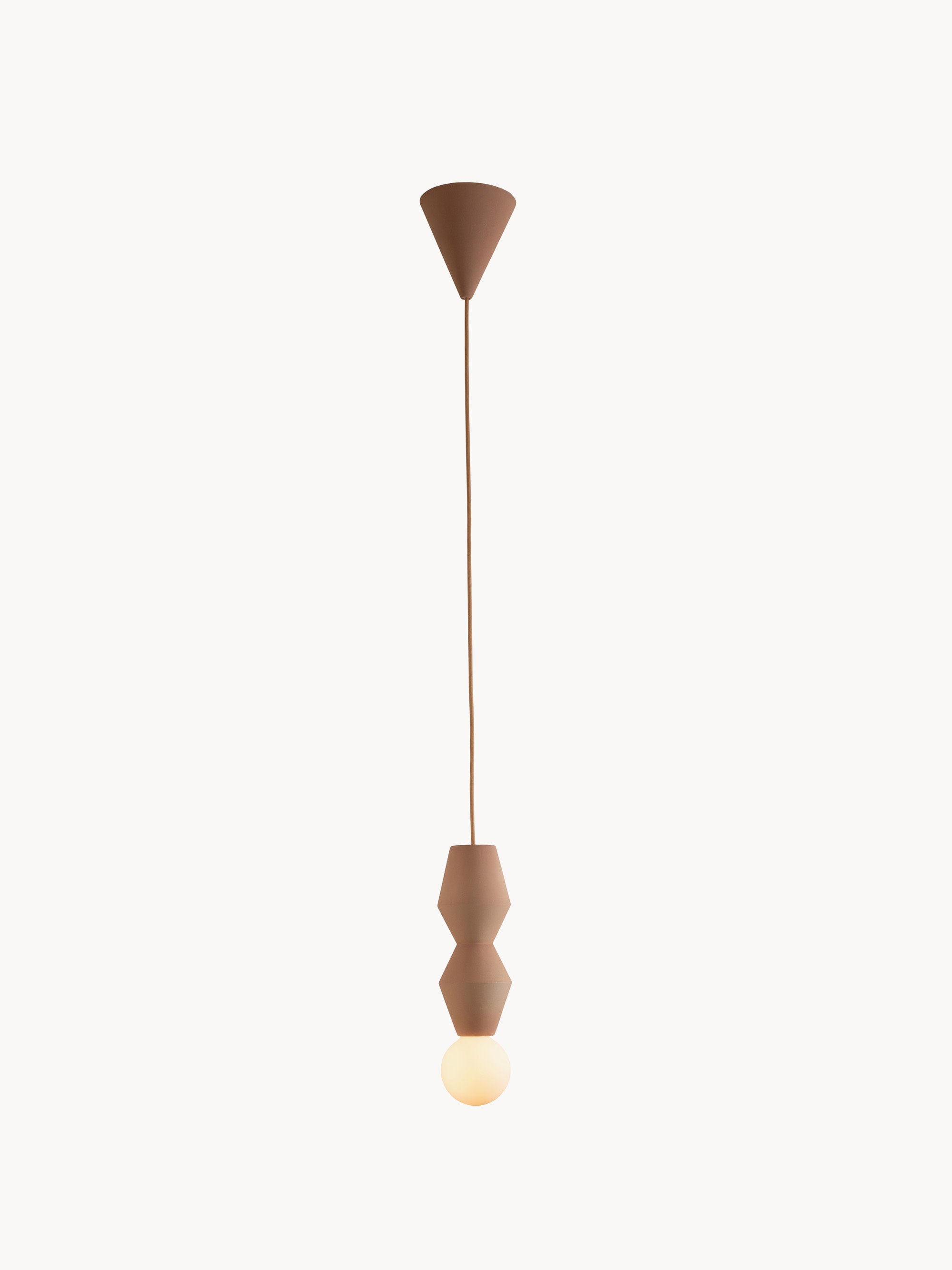 Petite suspension artisanale STUCCO No. 2, intensité ajustable - Marron clair