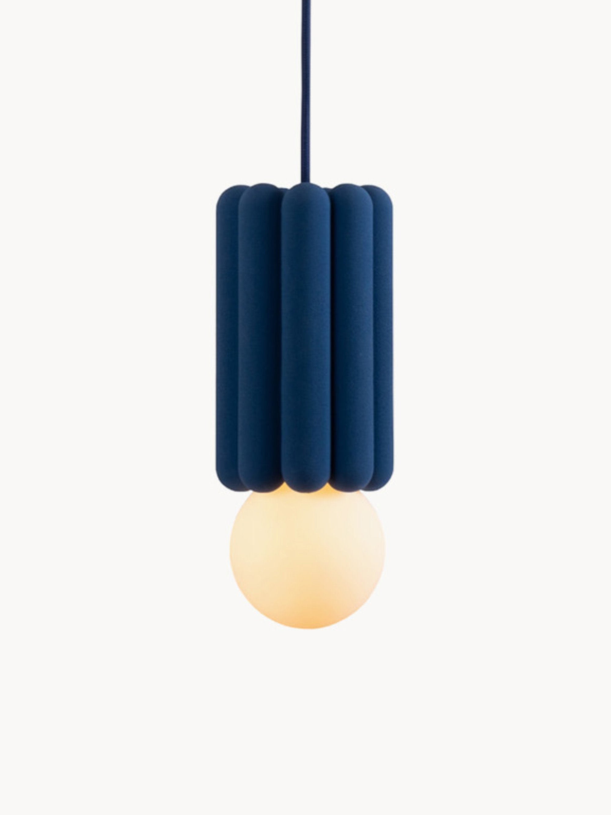 Petite suspension artisanale STUCCO No. 3, intensité ajustable - Bleu marine