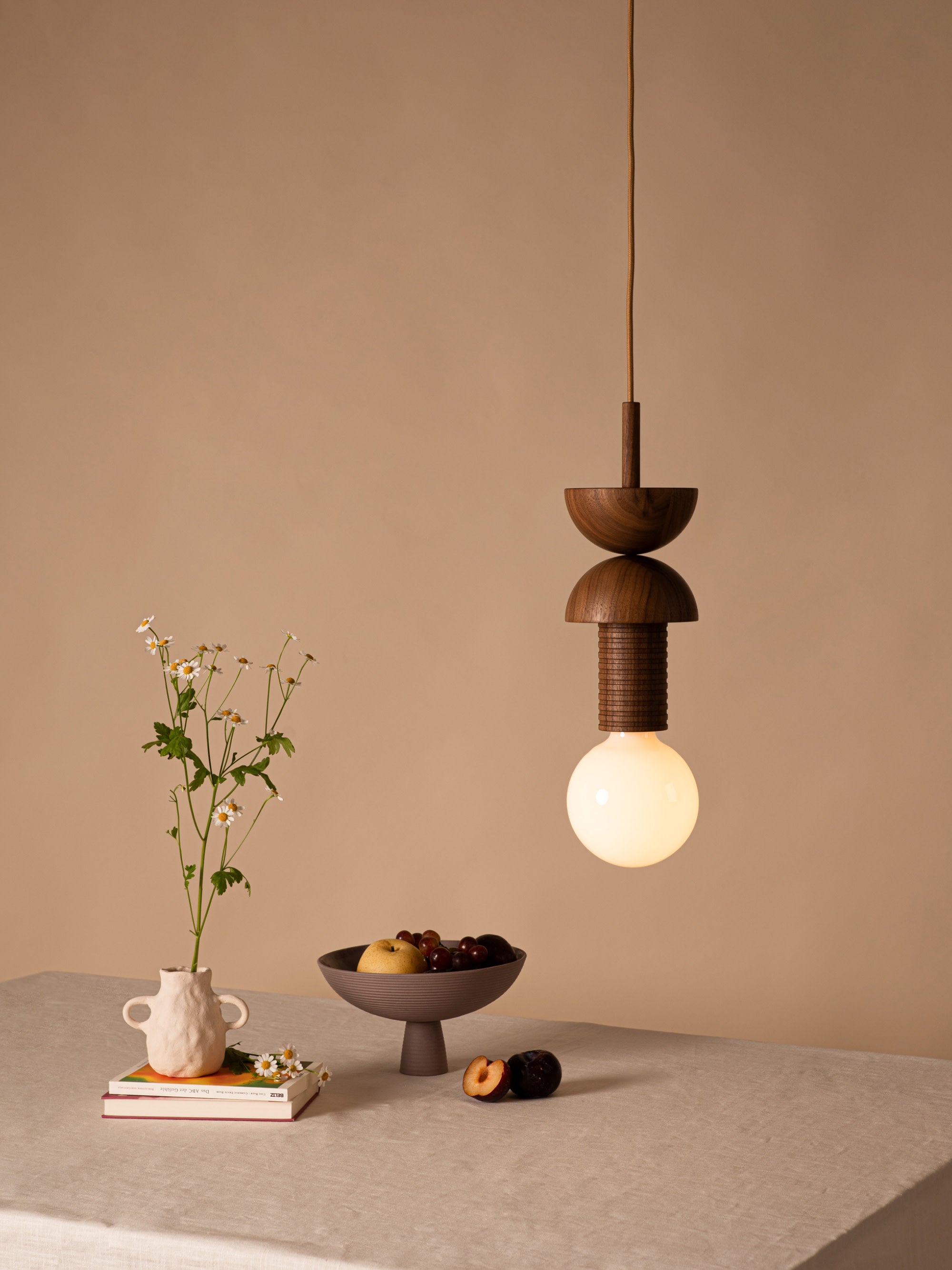 Petite suspension artisanale Burton, intensité ajustable - Bois de noyer