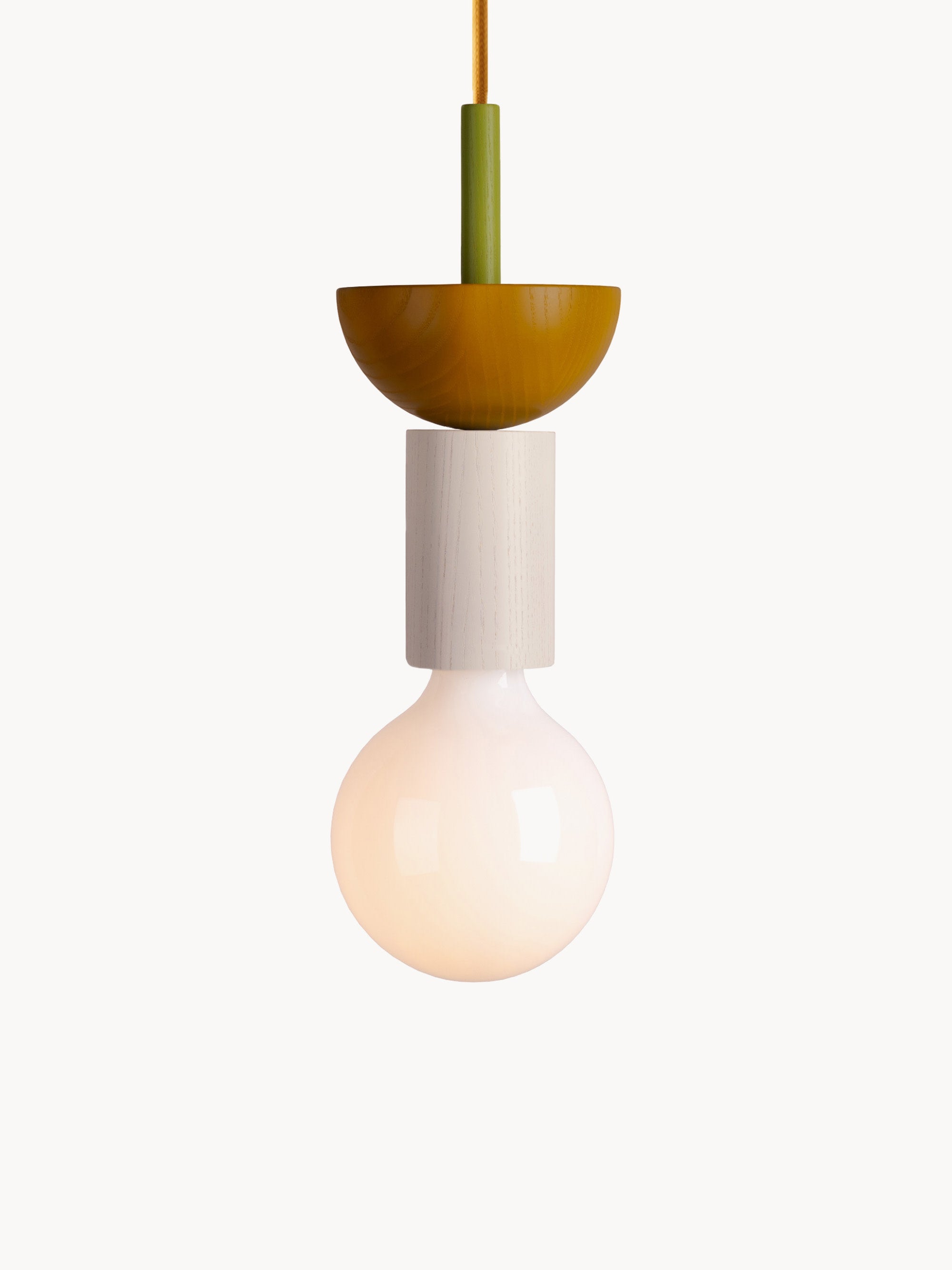 Petite suspension artisanale Burton, intensité ajustable - Blanc cassé, brun clair, vert